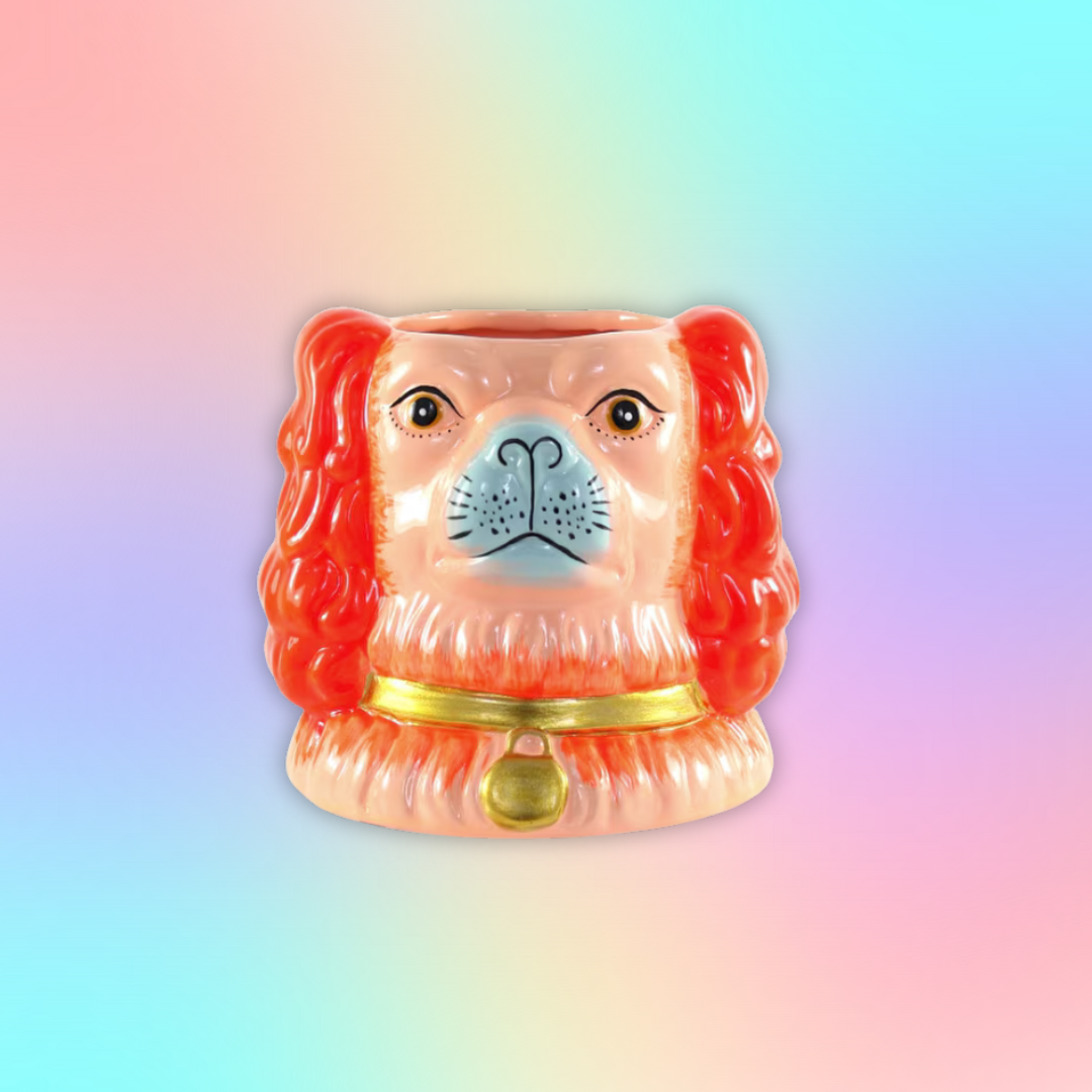 Staffordshire Dog Vase/Planter - Orange