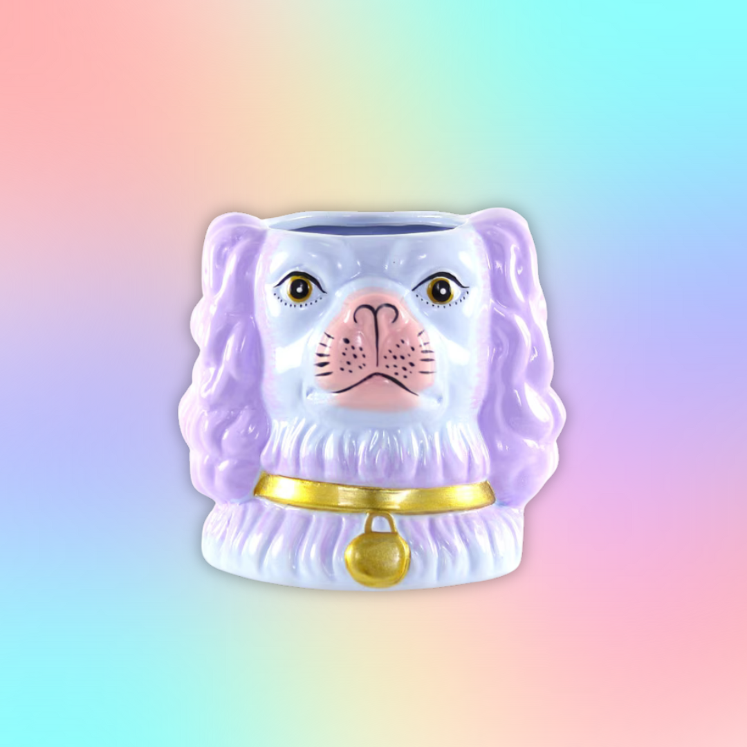 Staffordshire Dog Vase/Planter - Purple