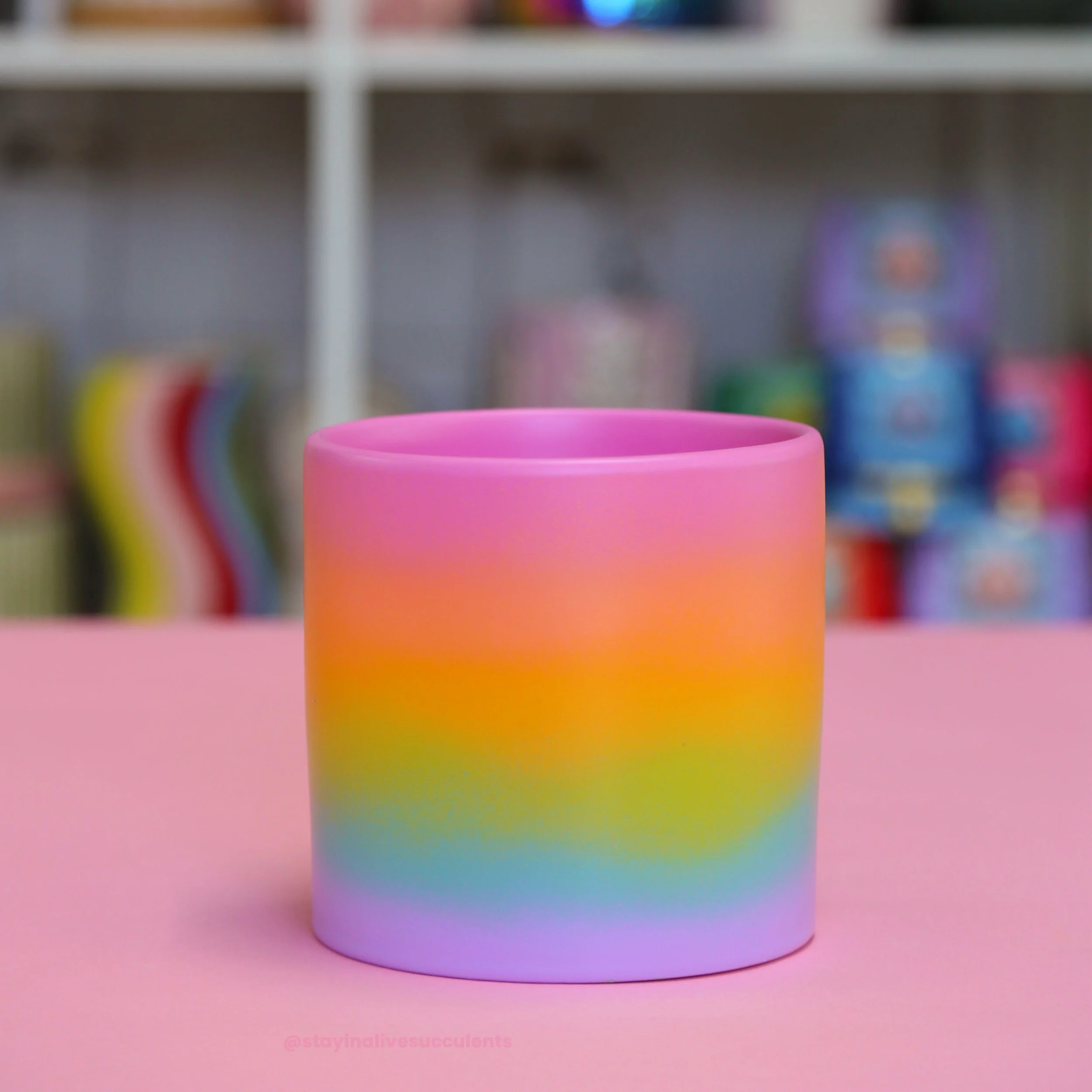 Hand Painted Rainbow Ombre Planters 5"