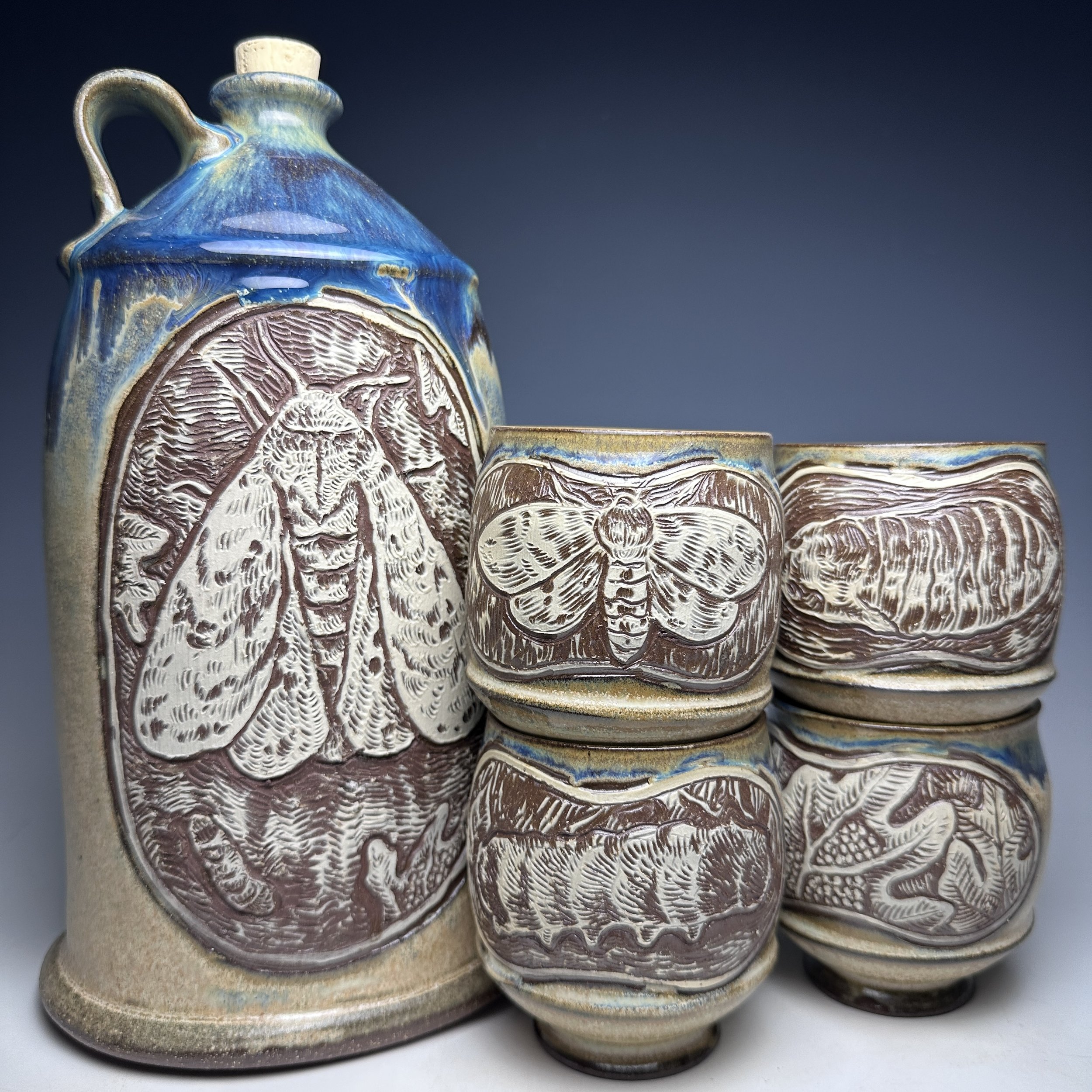 Hand Carved Bourbon Set (Isabella Tiger Moth)