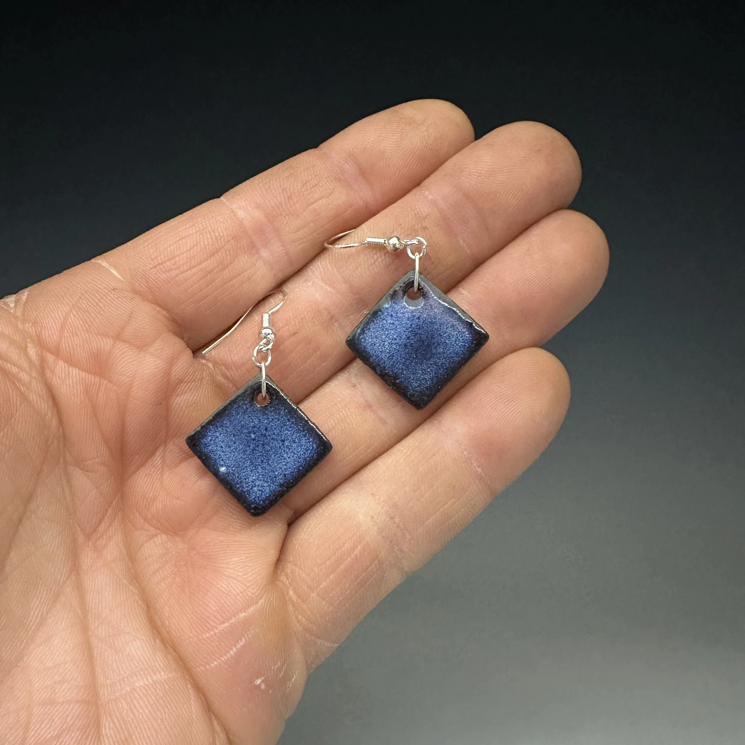 Ceramic Earrings (Med Blue Diamond)