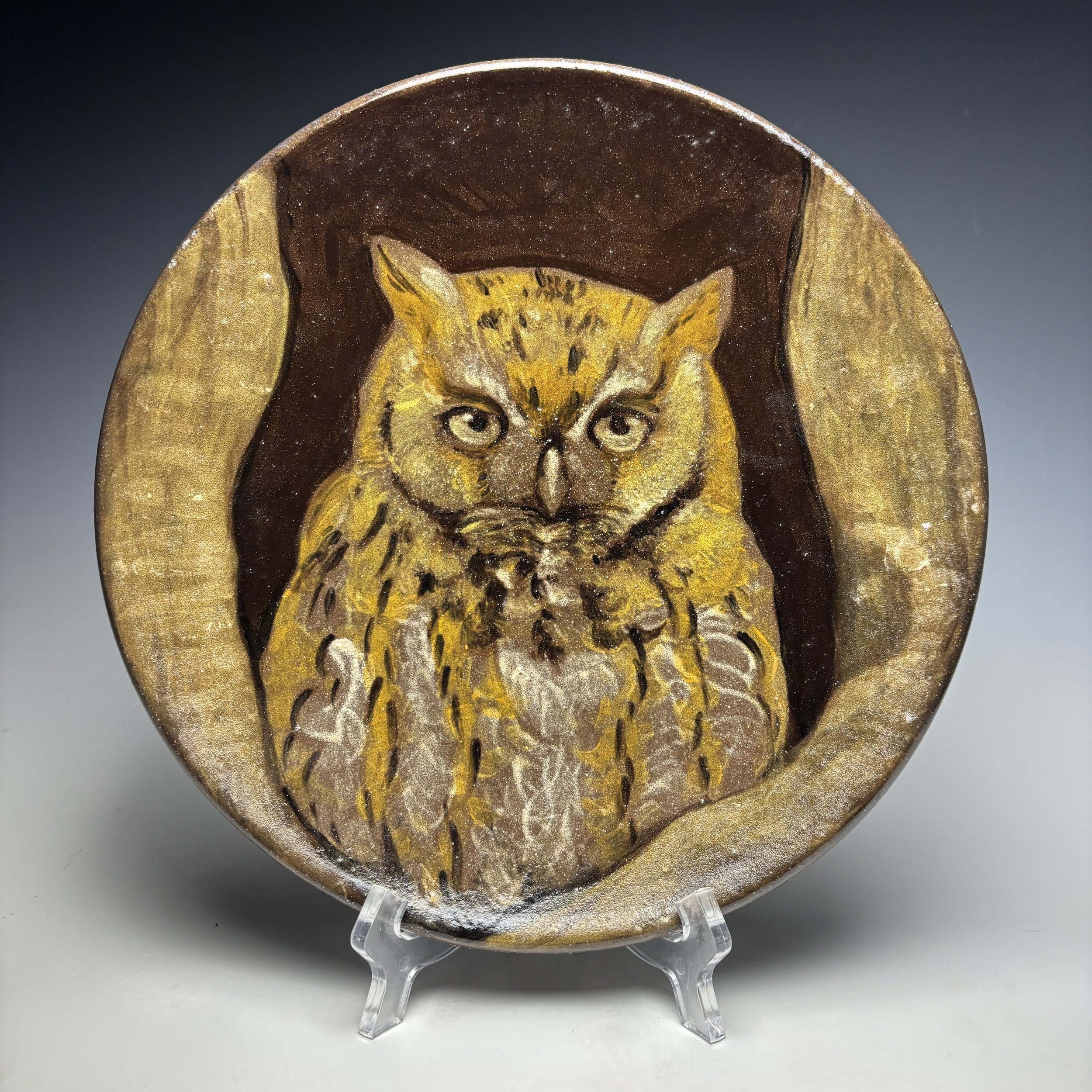 Hand Painted Screech Owl Plate