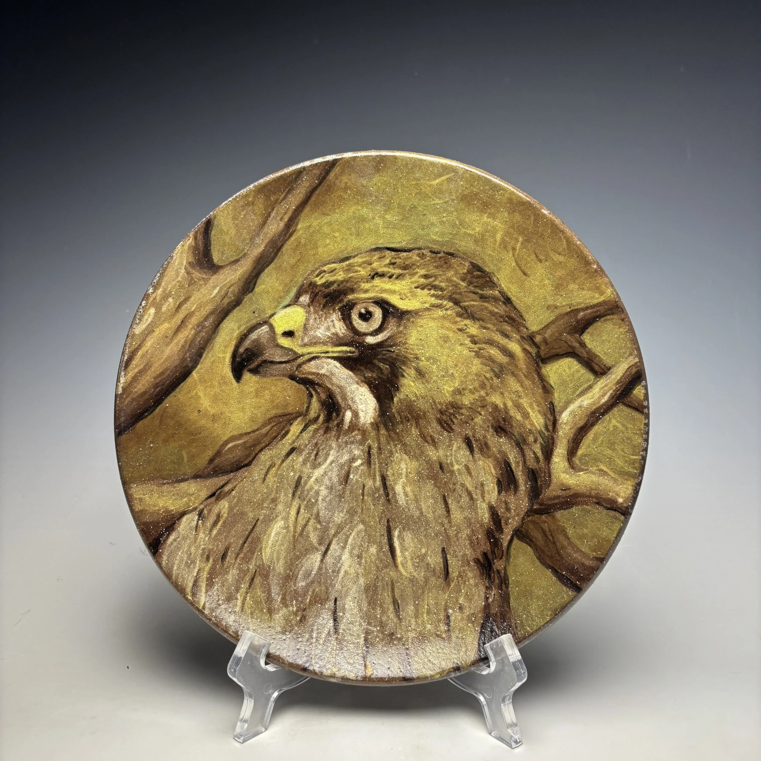 Hand Painted Red Tailed Hawk Plate