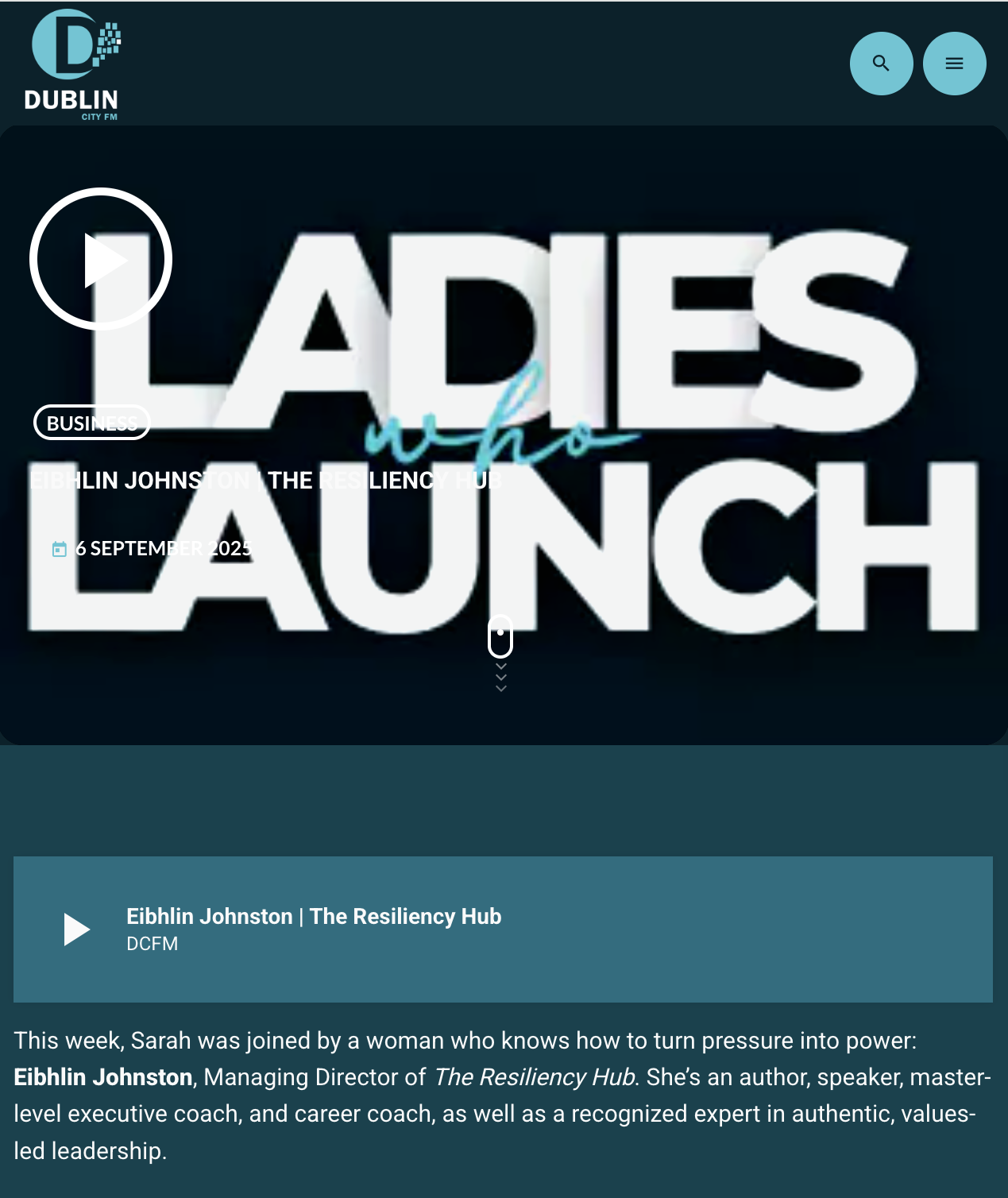 Listen to Eibhlin on Dublin City FM podcast “Ladies who Launch” with Sarah Naylor
