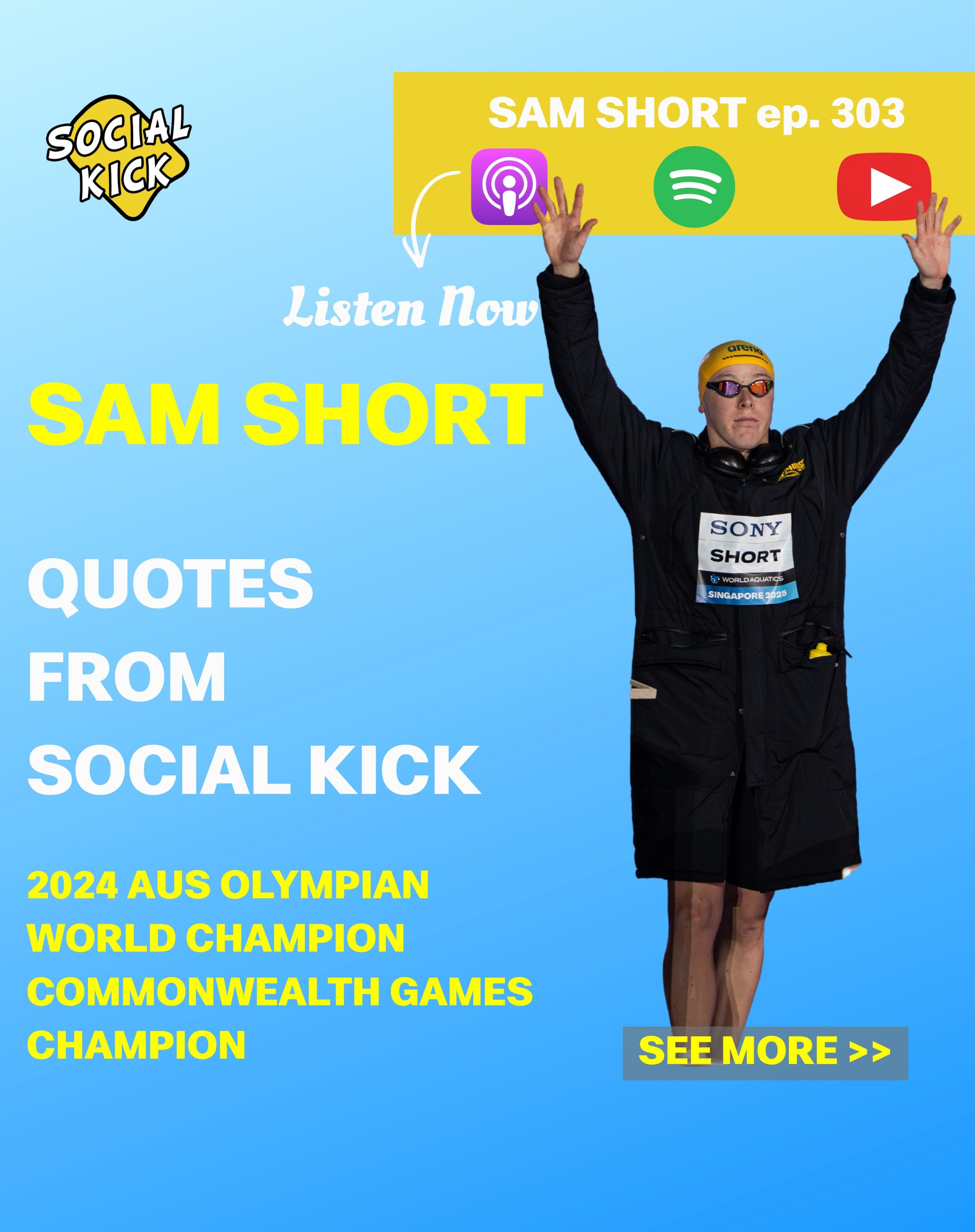 From ignoring his Oura Ring to admitting he&rsquo;s actually slower underwater, Aussie World Champion Sam Short dropped some great quotes in episode 303 of Social Kick.
Swipe through for some of our favorite takes from the distance king, and tap the 