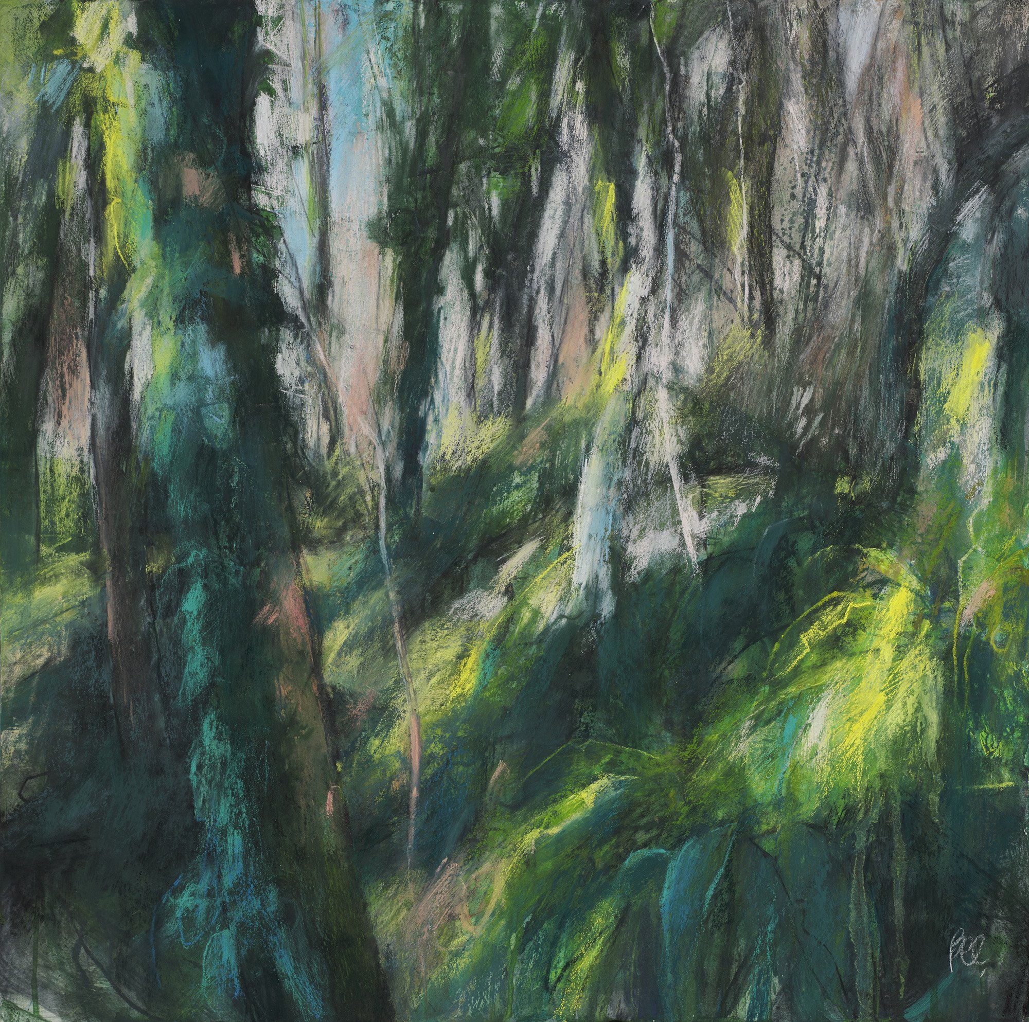 SBee PS Spring Sunlight in the Woods pastel with acrylic 59x59cms .jpg