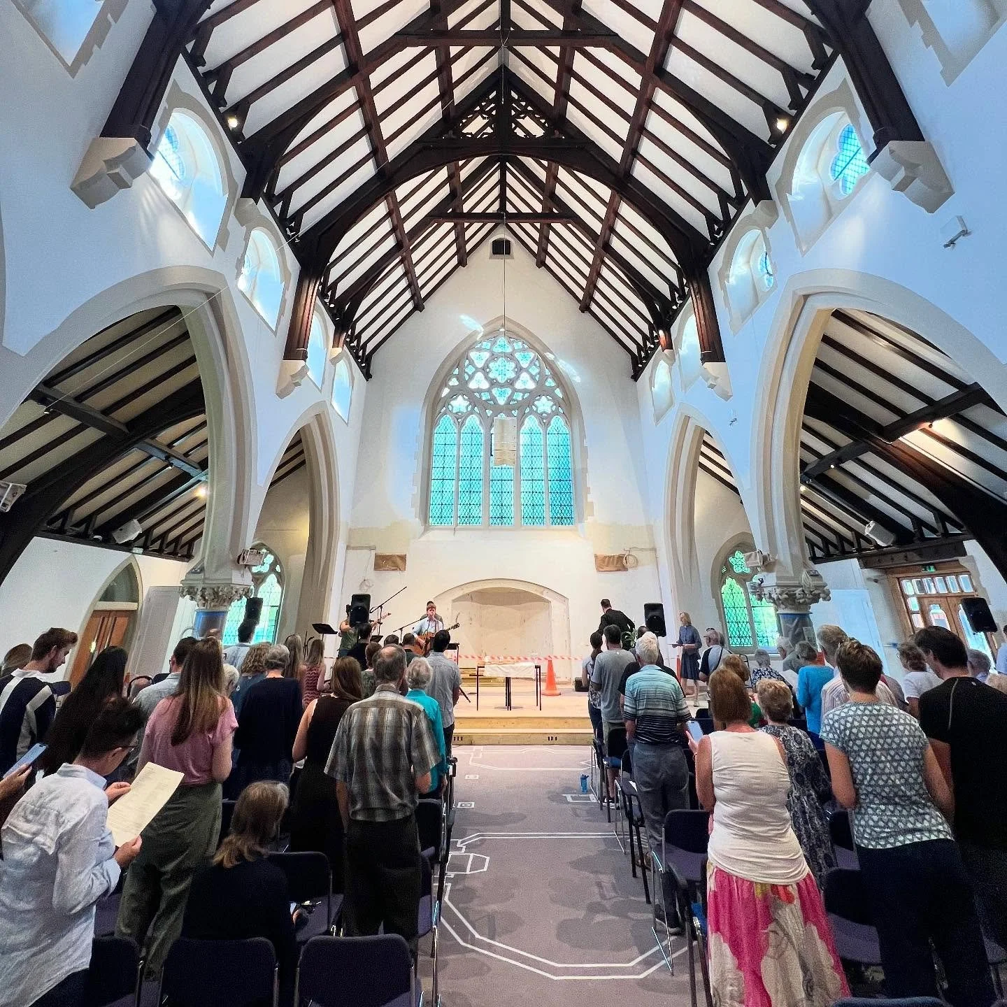 What a joy to be worshipping in a church without scaffolding!