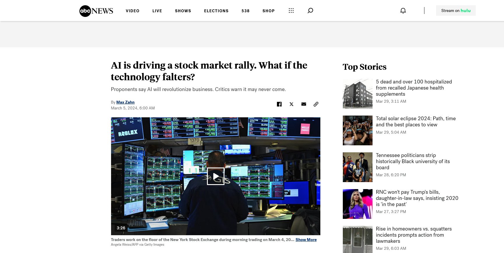 AI Is Driving a Stock Market Rally. What if the Technology Falters?