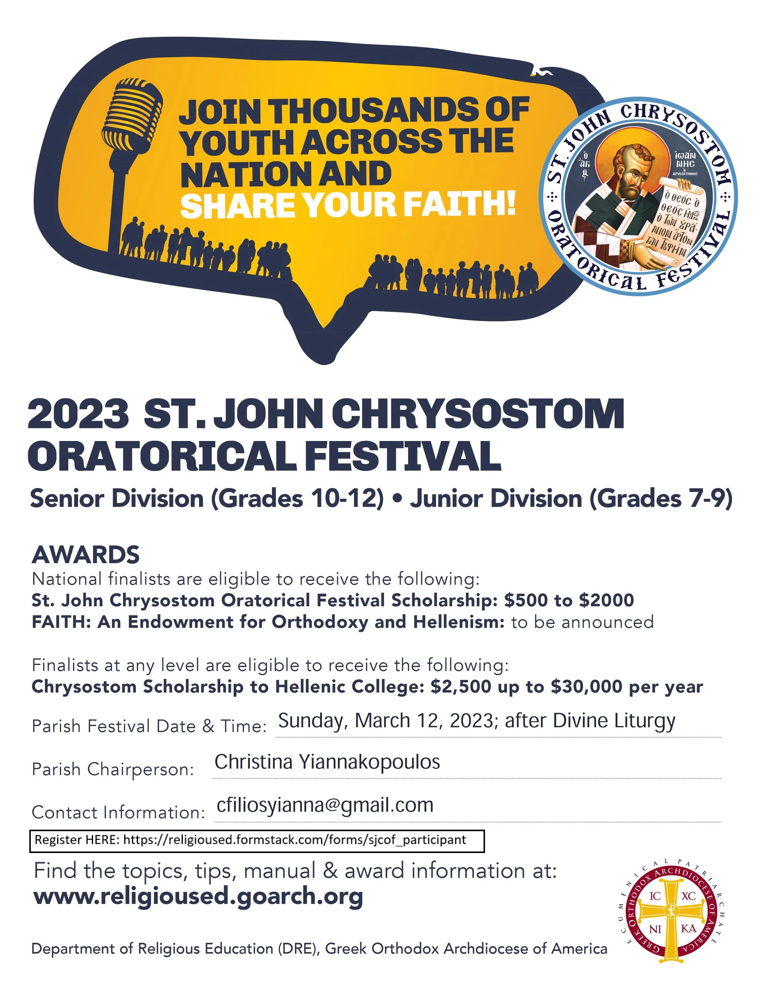 Parish St. John Chrysostom Oratorical Festival โ Greek Orthodox