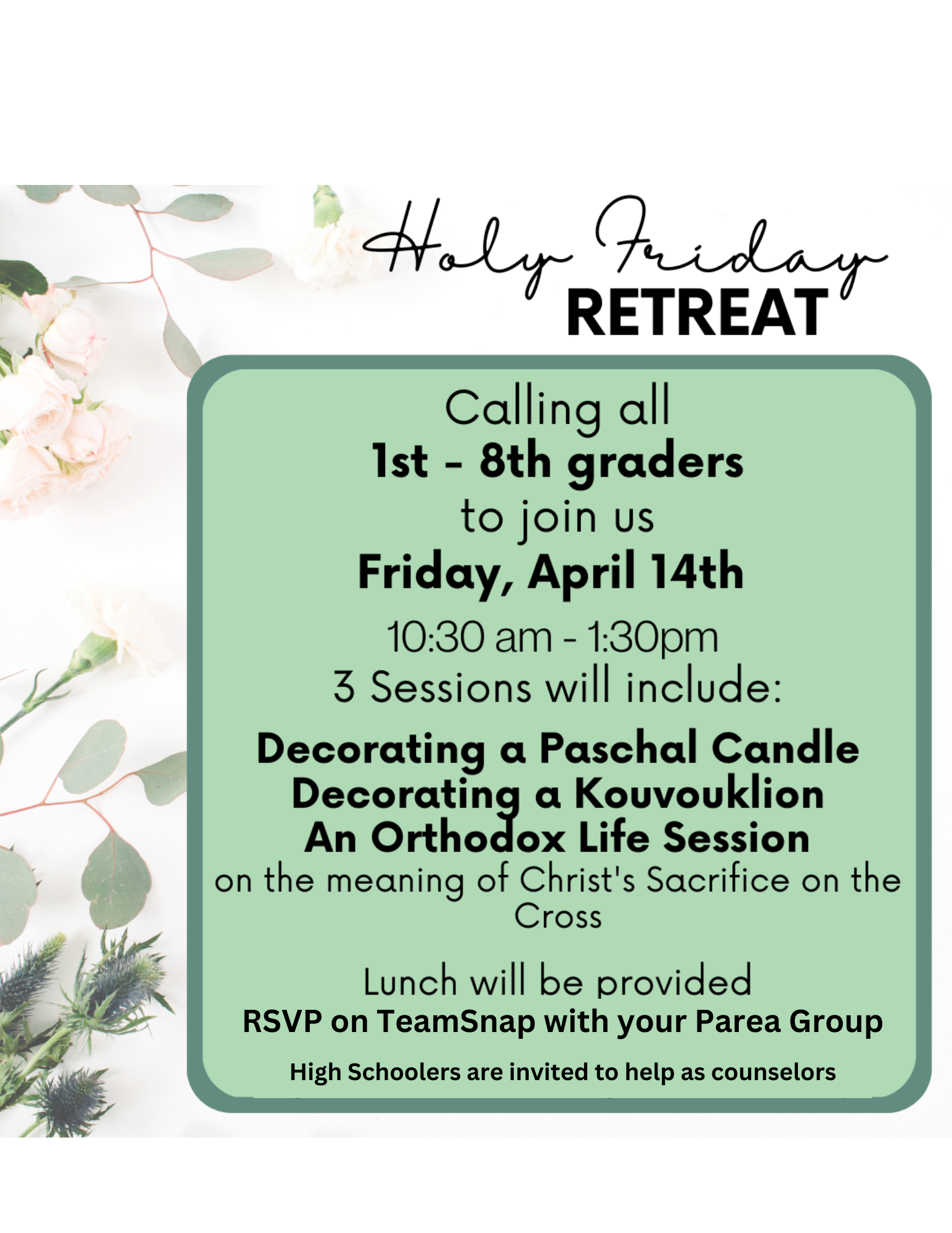 Holy Friday Retreat - Friday, April 14th