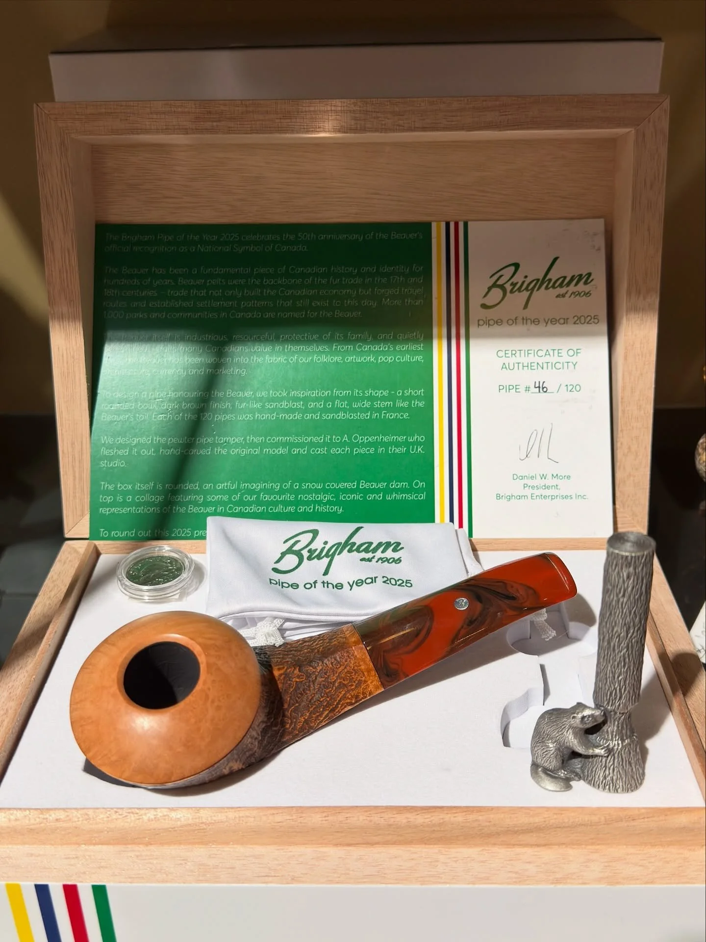 New product:

@brigham1906 Pipe of the Year 2025

For this year&rsquo;s pipe of the year from Brigham, they are marking the 50th anniversary of the Beaver being officially recognized as a national symbol of Canada. 

From the beaver tail shaped pipe,