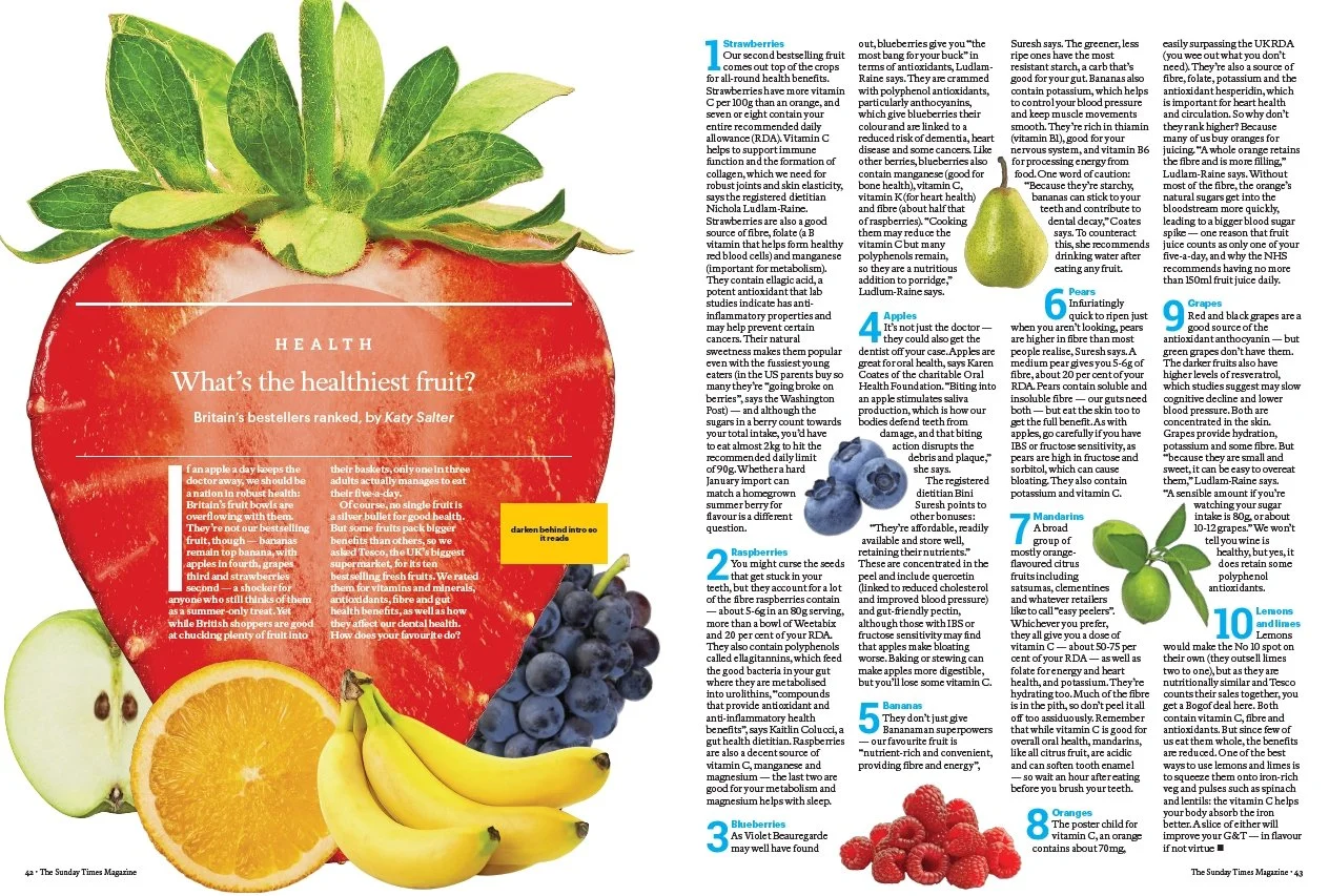 A Sunday Times Magazine feature by Katy Salter on fruit