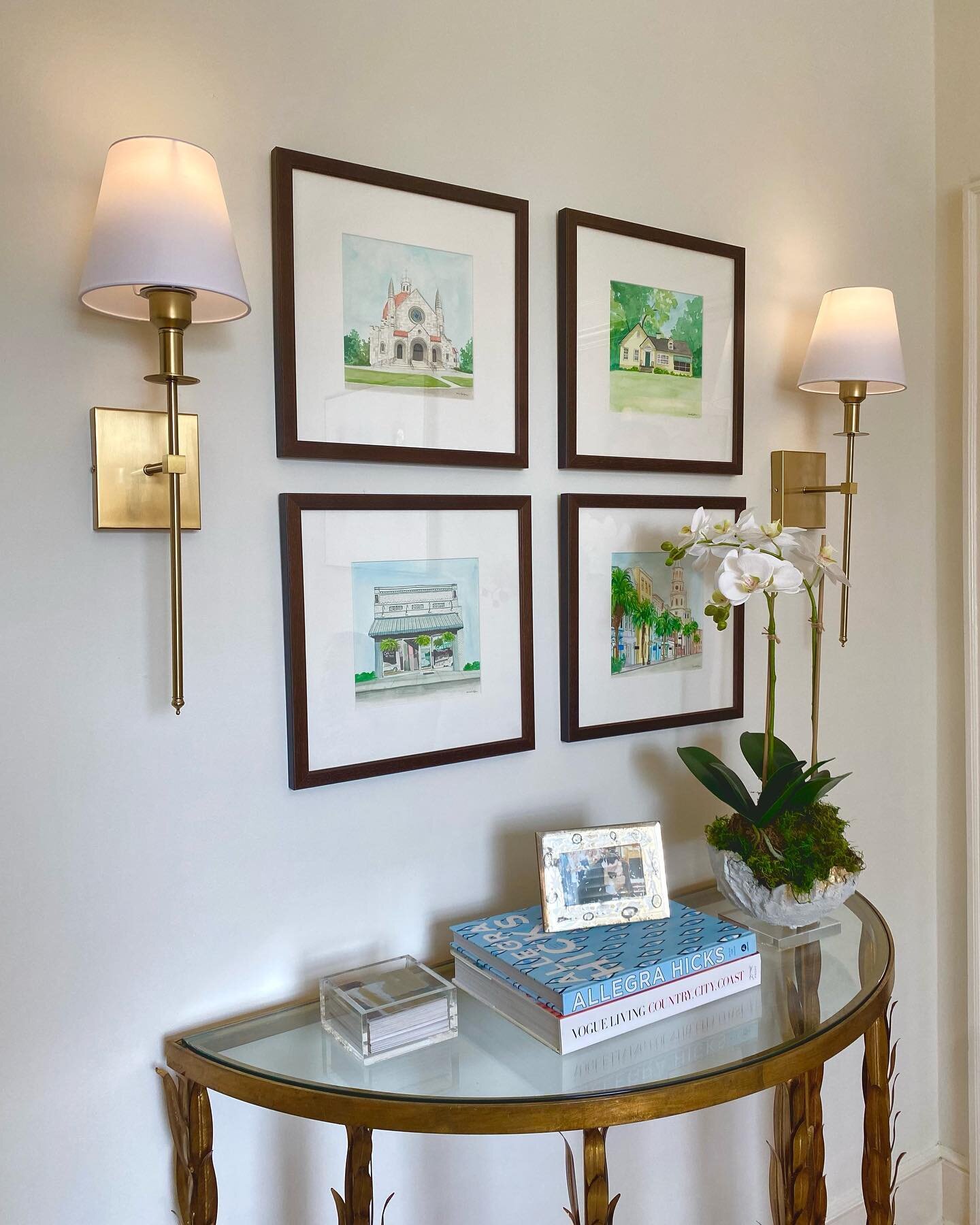 I adore the way this client styled their commissioned watercolors! These paintings showcase places that are special to the couple, and it was a joy to help them commemorate the beautiful memories made in each spot!
