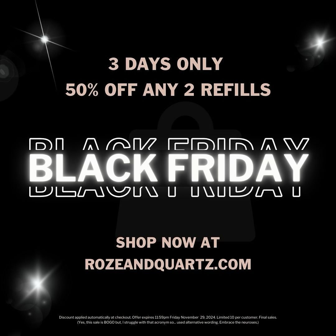 EXCLUSIVE FOR BLACK FRIDAY WEEK ONLY!! 

Buy one, get one free ~ on all refills!

Yes&hellip;you read with perfect clarity ~ save 50% on multiples of any two 16oz refills. ❤️

SERENE SHAMPOO, DYVE DEEP SHAMPOO, CALM CONDITIONER, MUSE MASK AND ORIGINA