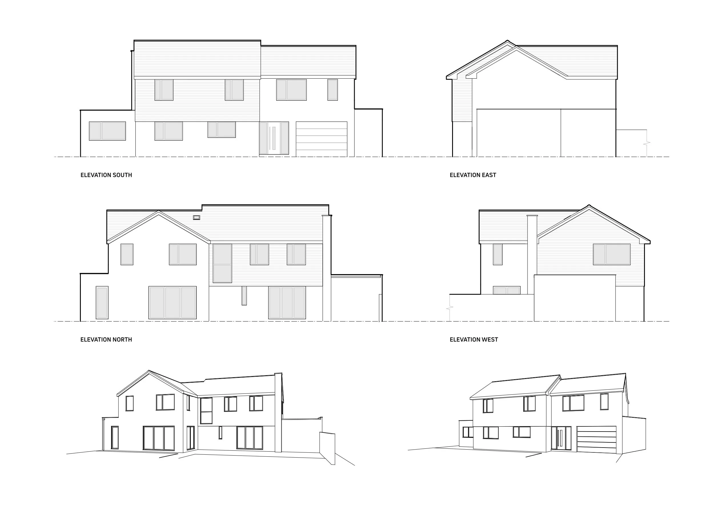 1970s home architectural interior remodelling and first floor extension elevation drawings