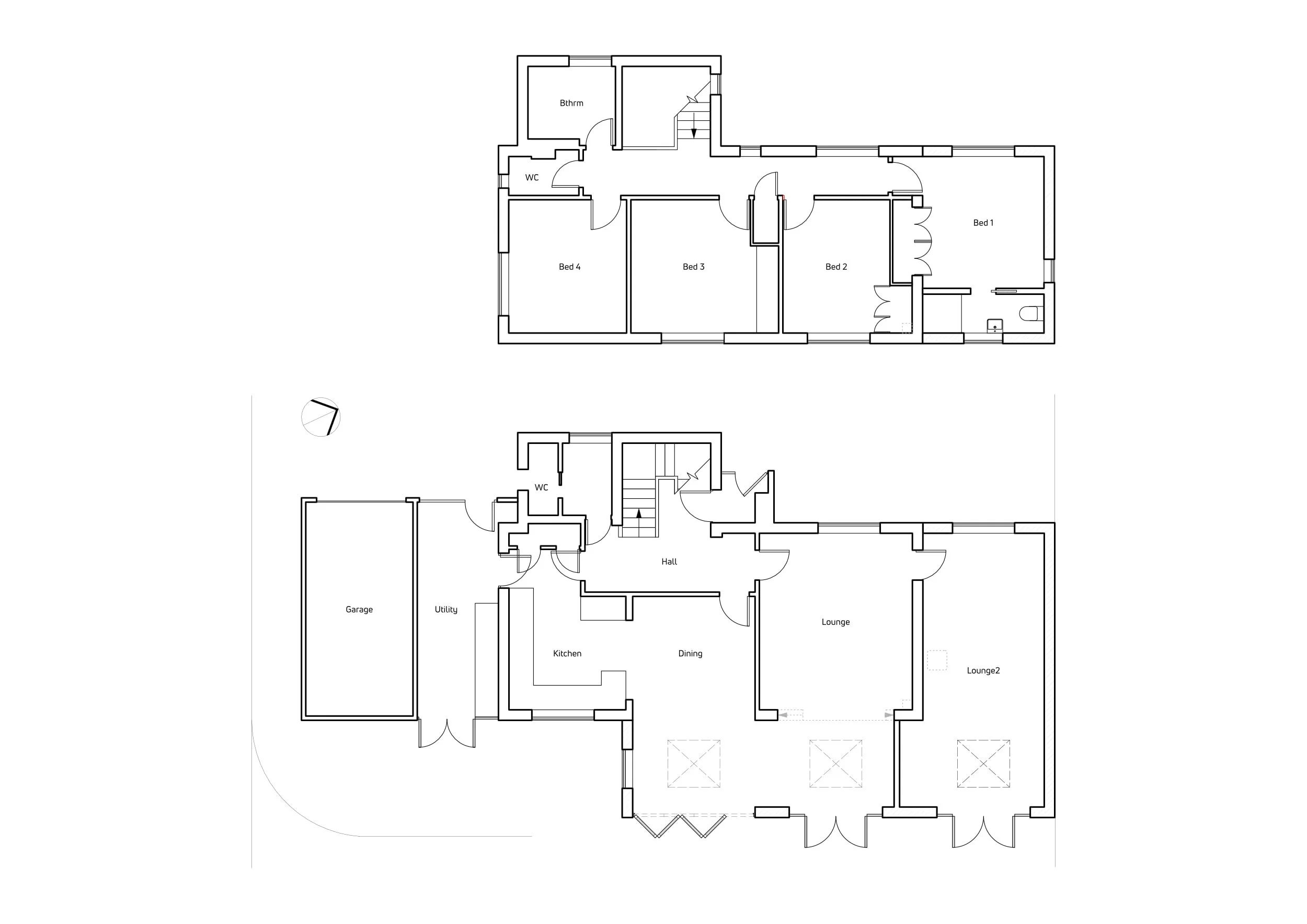 Two-storey wrap around house extension design and planning plan layout drawings
