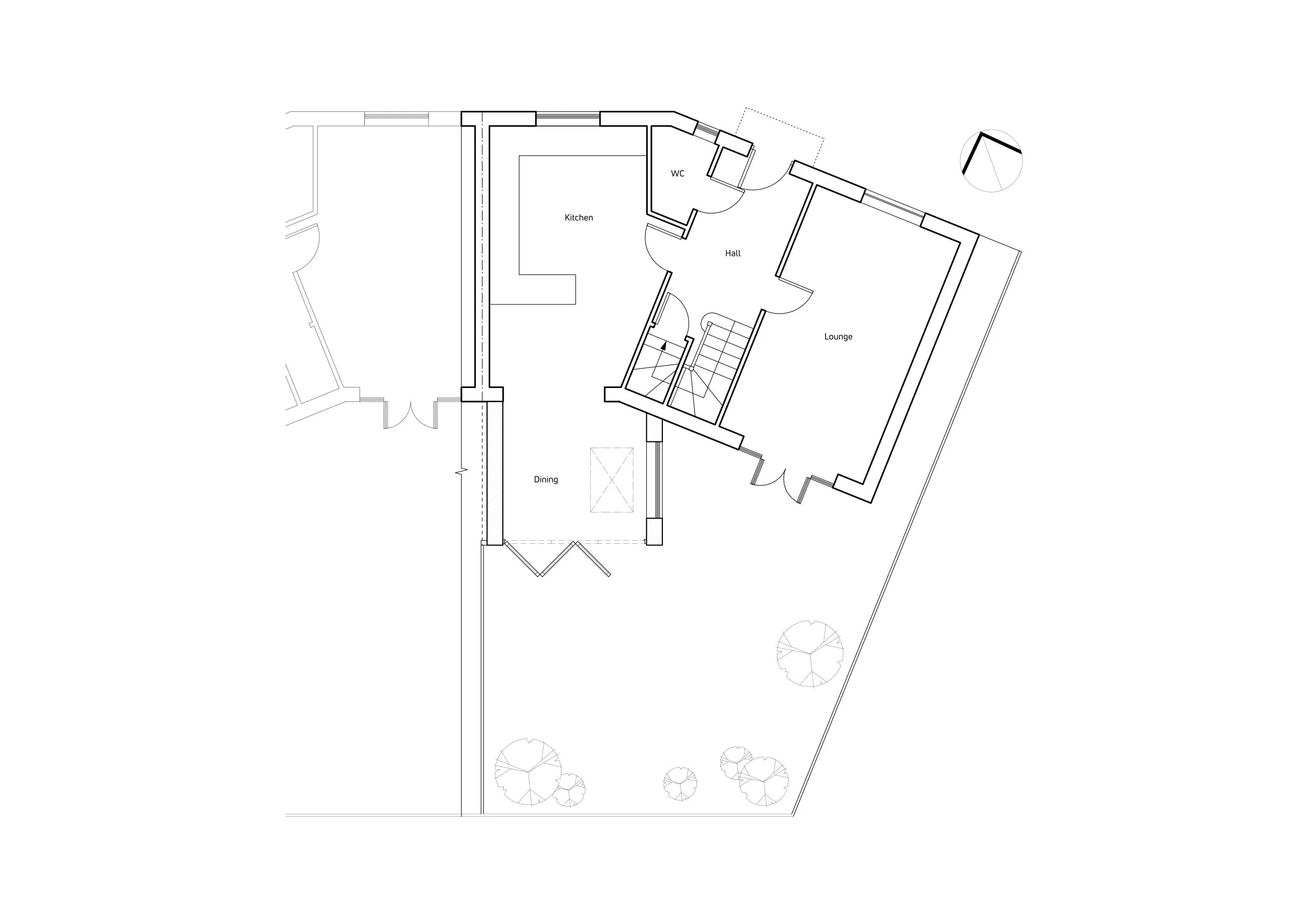 Dining room house extension design and planning plan layout drawing