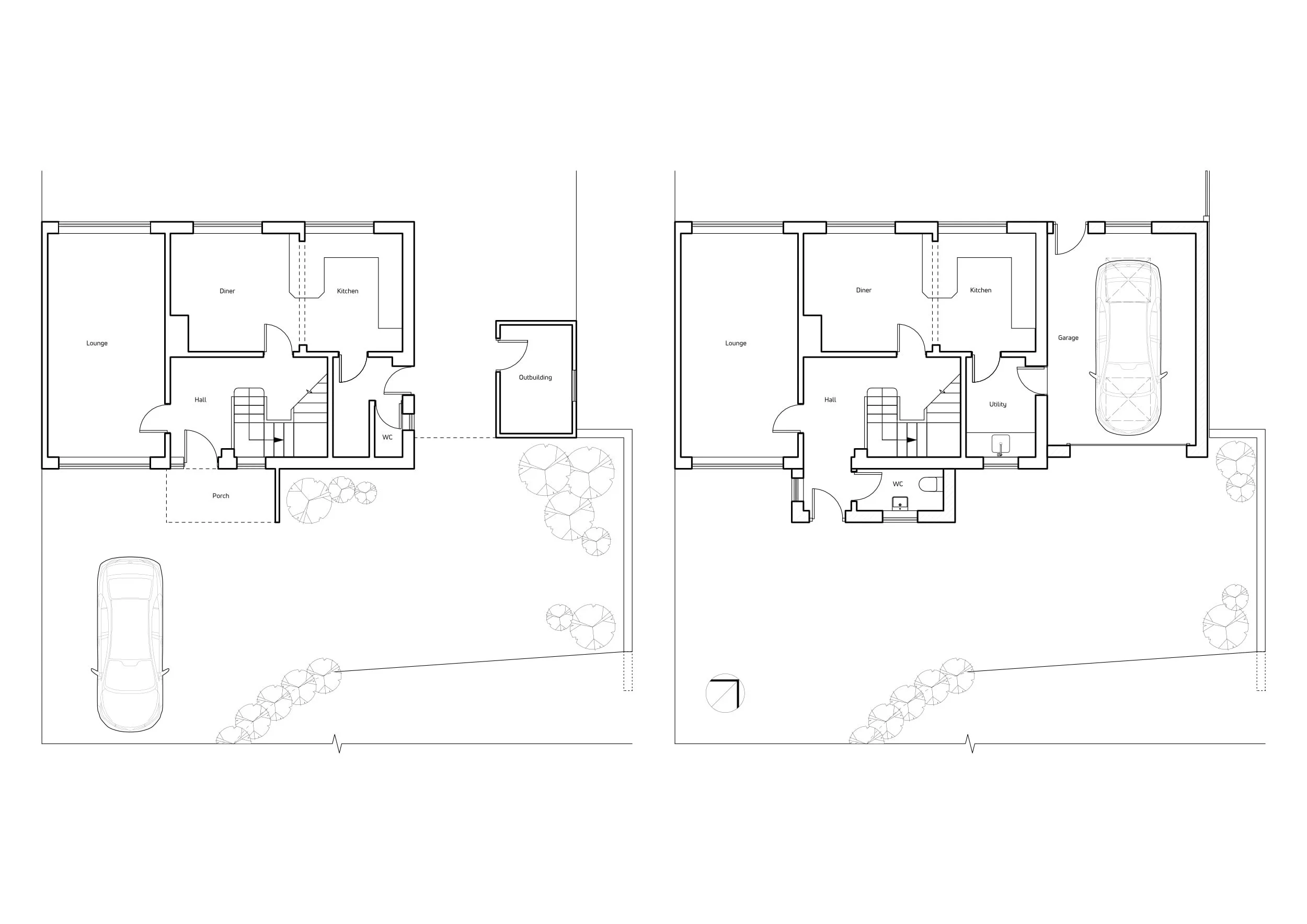New build attached garage extension design and planning plan layout drawings
