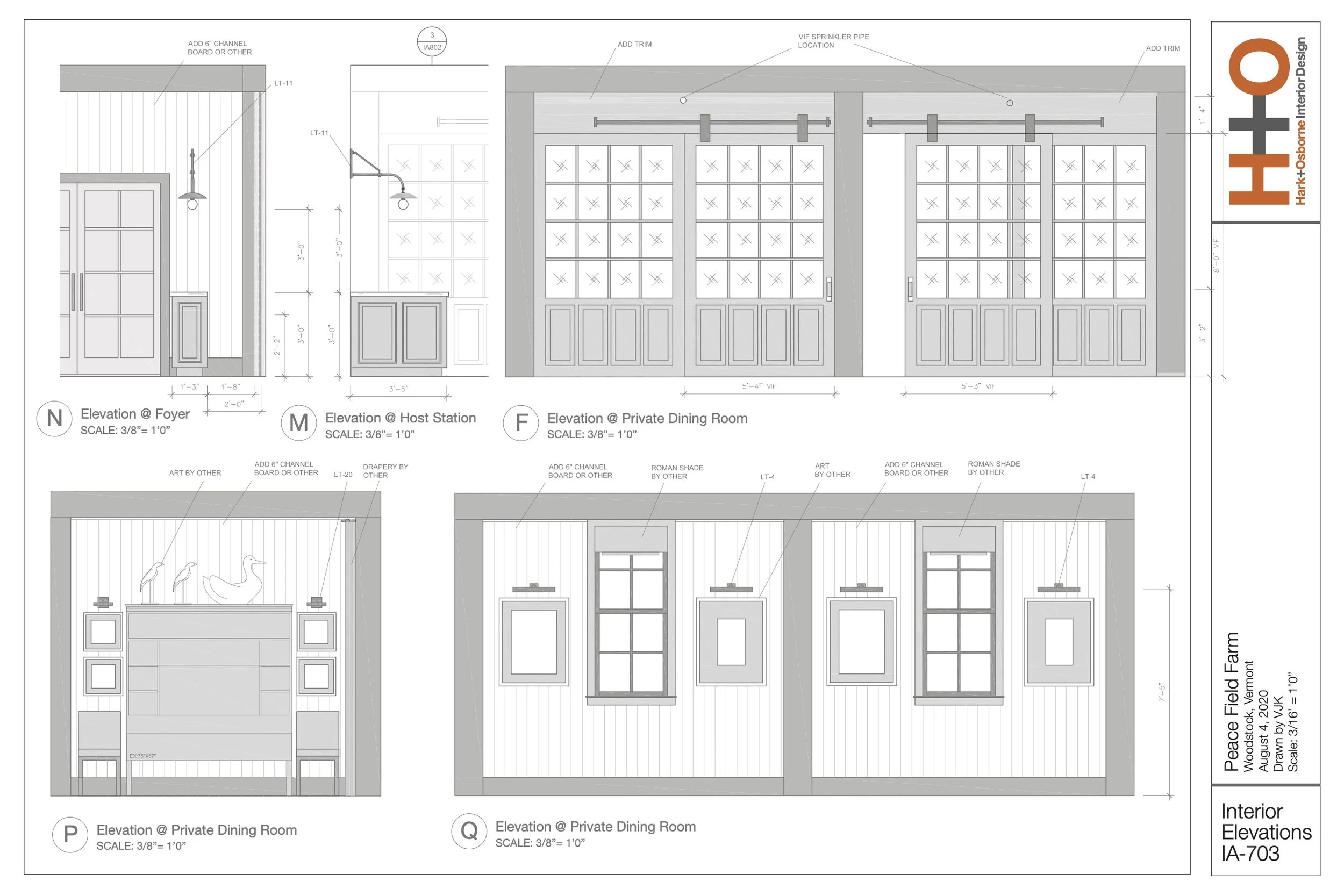 Peacefeild Farm - Interior Elevations - Restaurant Design 