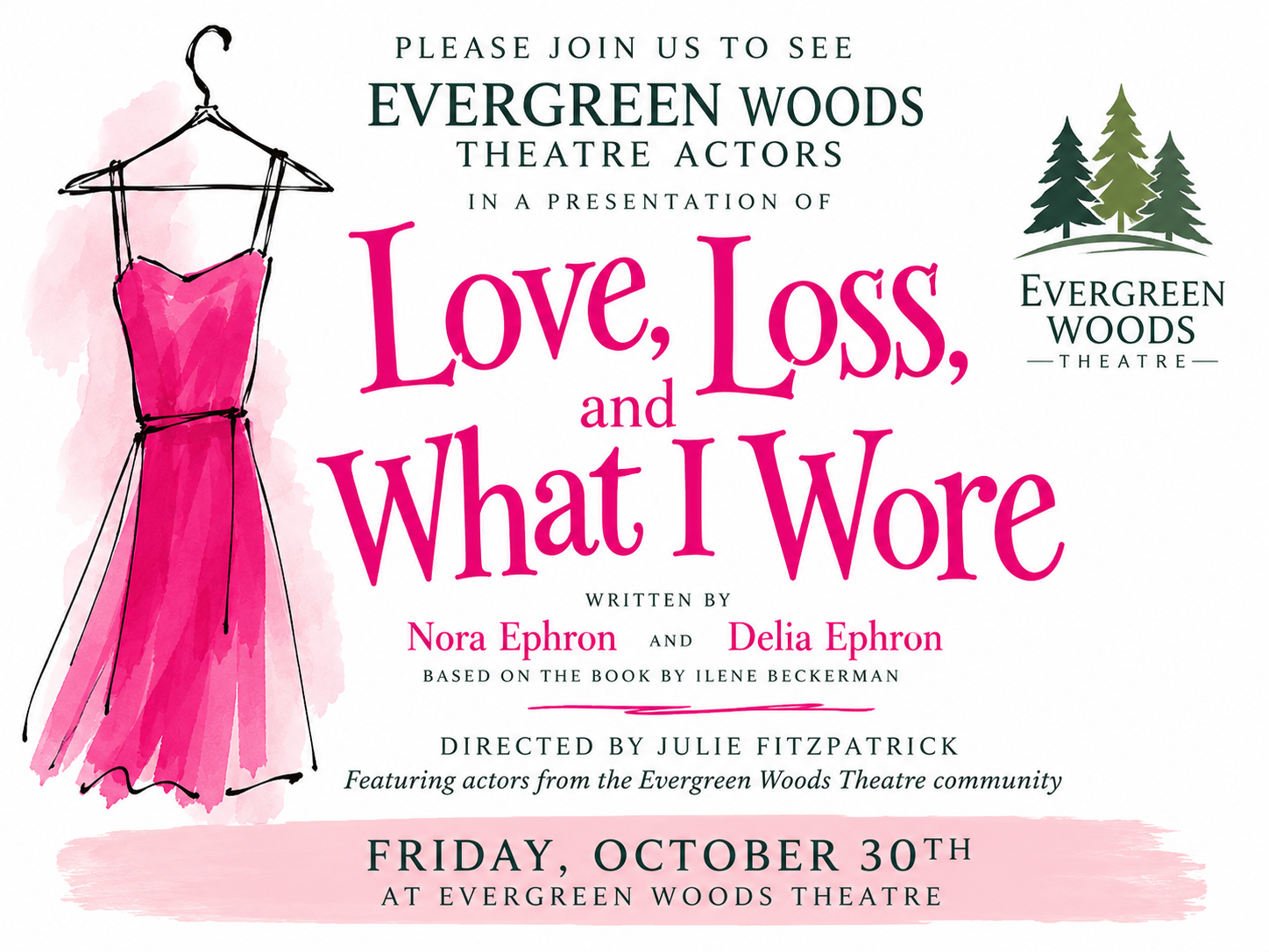 Love, Loss and What I Wore - a Staged Reading by the Evergreen Woods Theatre Group