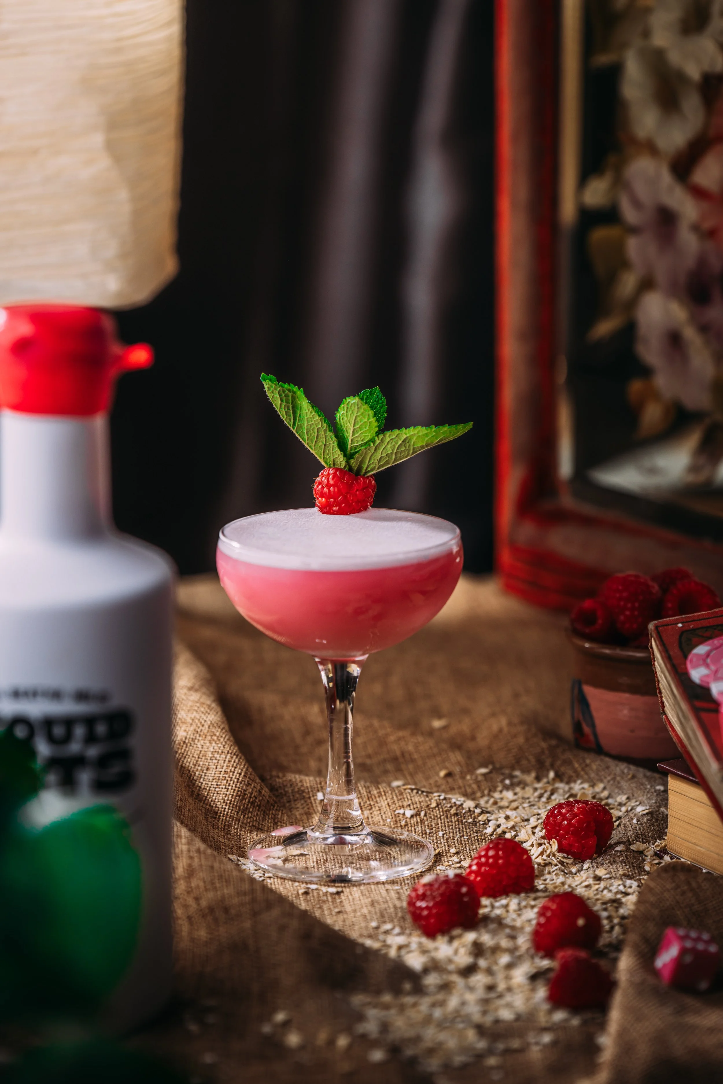 Liquid Oats Candied Raspberry - Raspberry Grasshopper cocktail