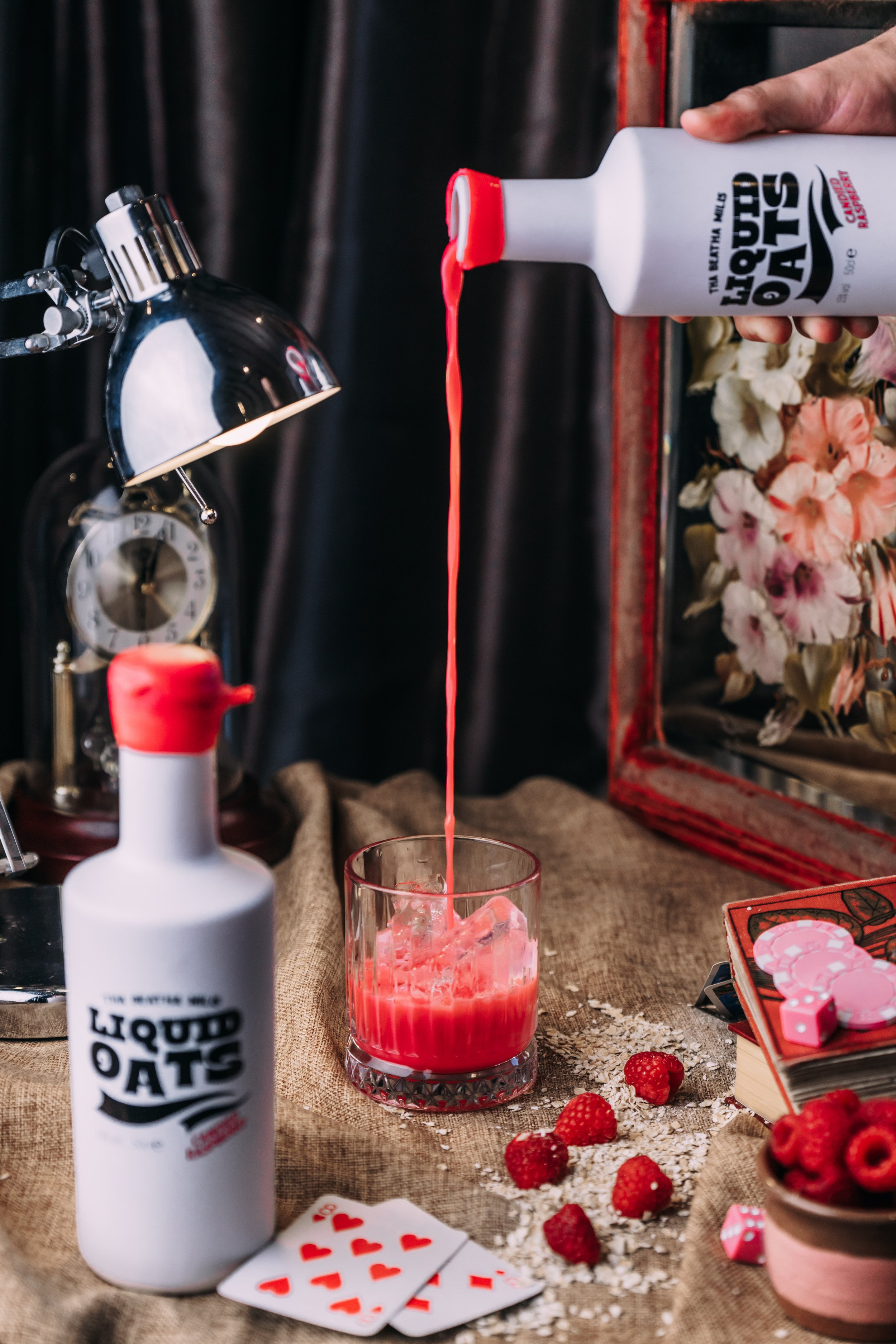 Liquid Oats Candied Raspberry | Whisky over ice | Raspberry Cream liqueur | Vegan friendly alcohol alternative | Irish cream liqueur | Baileys | Tequila Rose alternative |