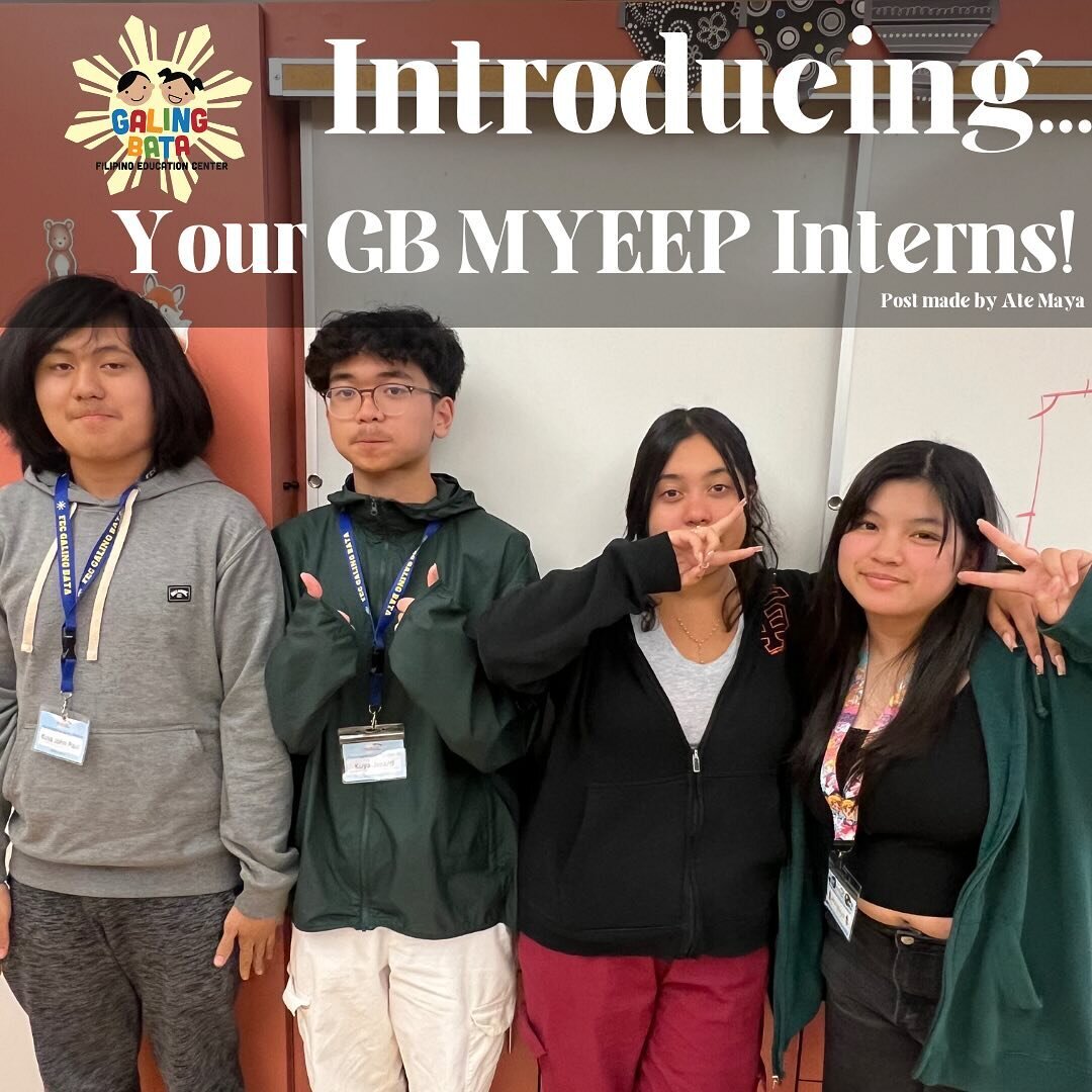 Introducing our wonderful Galing Bata MYEEP @myeepsf High School Interns for the Spring Semester of SY2023-2024! 🥳

Swipe to get to know Ate Maya, Kuya Jerard, Ate Ashley and Kuya John Paul! 🫶🏼

Thank you Ate Maya for creating this super cute post