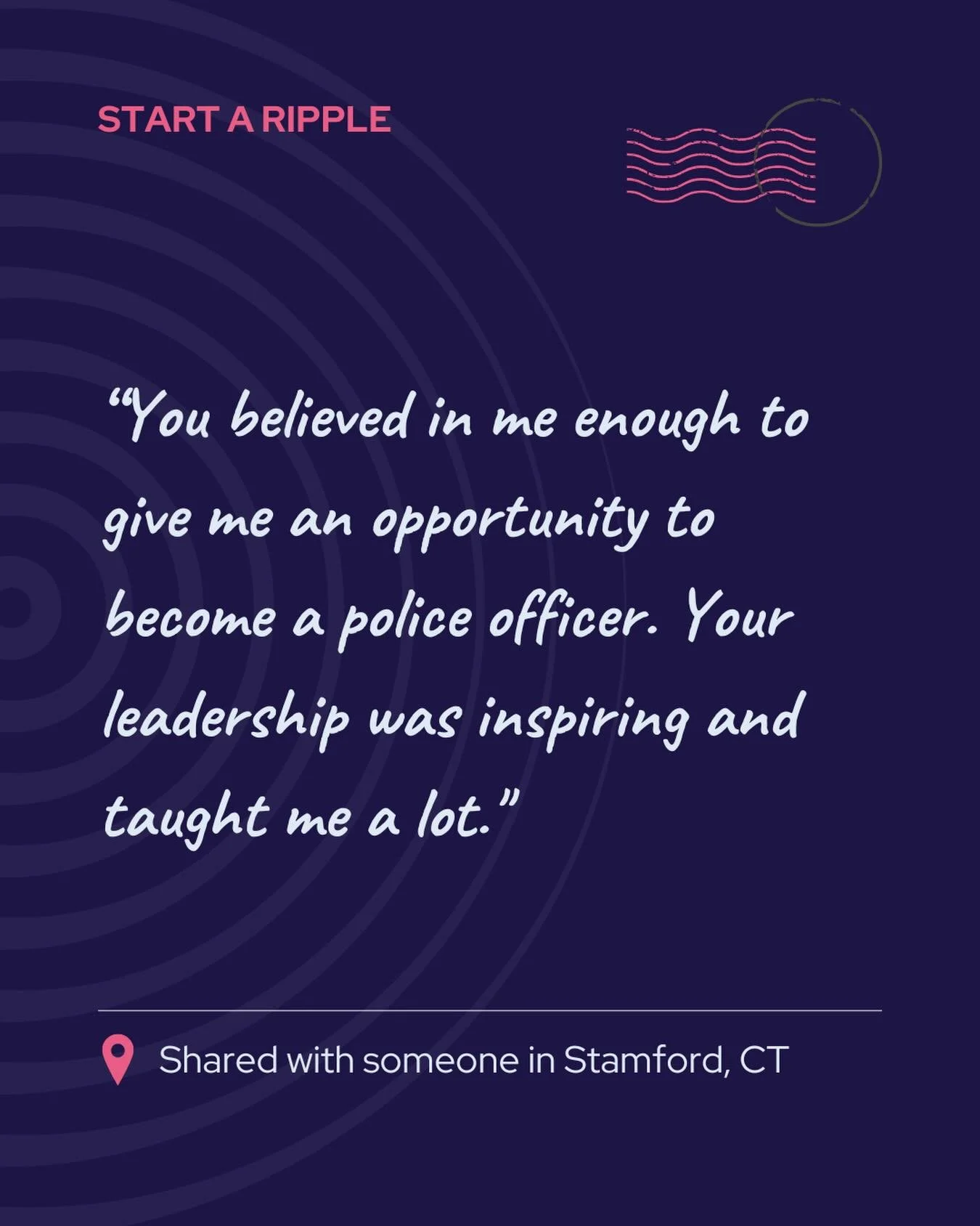 POLICE OFFICER
&bull;
&bull;
&bull;
Believe it or not, one person&rsquo;s belief can change your life.

Whose belief change the course of yours? 🌊

#StartaRipple #RippleEffectMoment #Career #Believe #Leadership