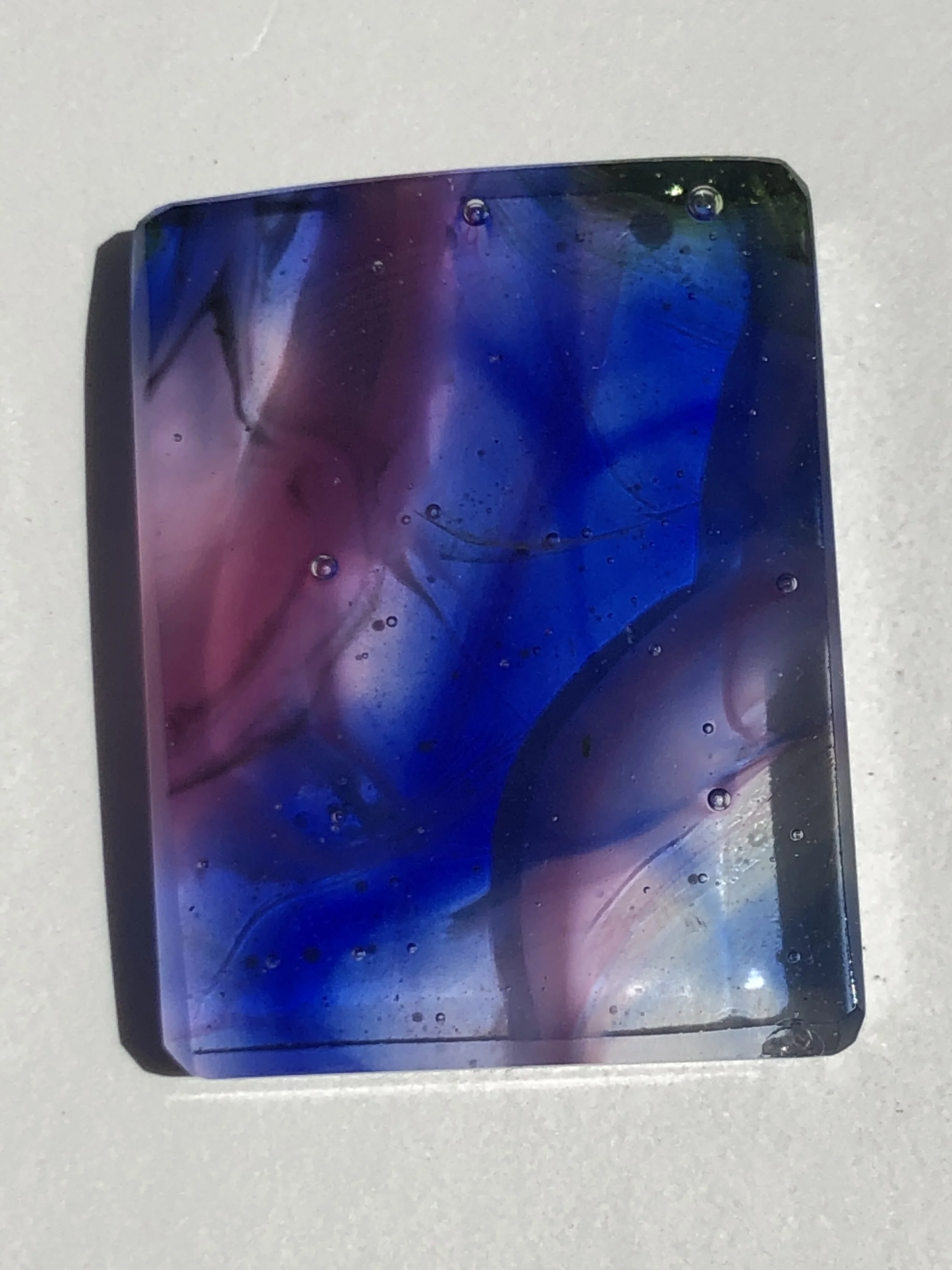 Rectangle, Blue/Pink/Purple/Clear Fused Glass for Box Pendant