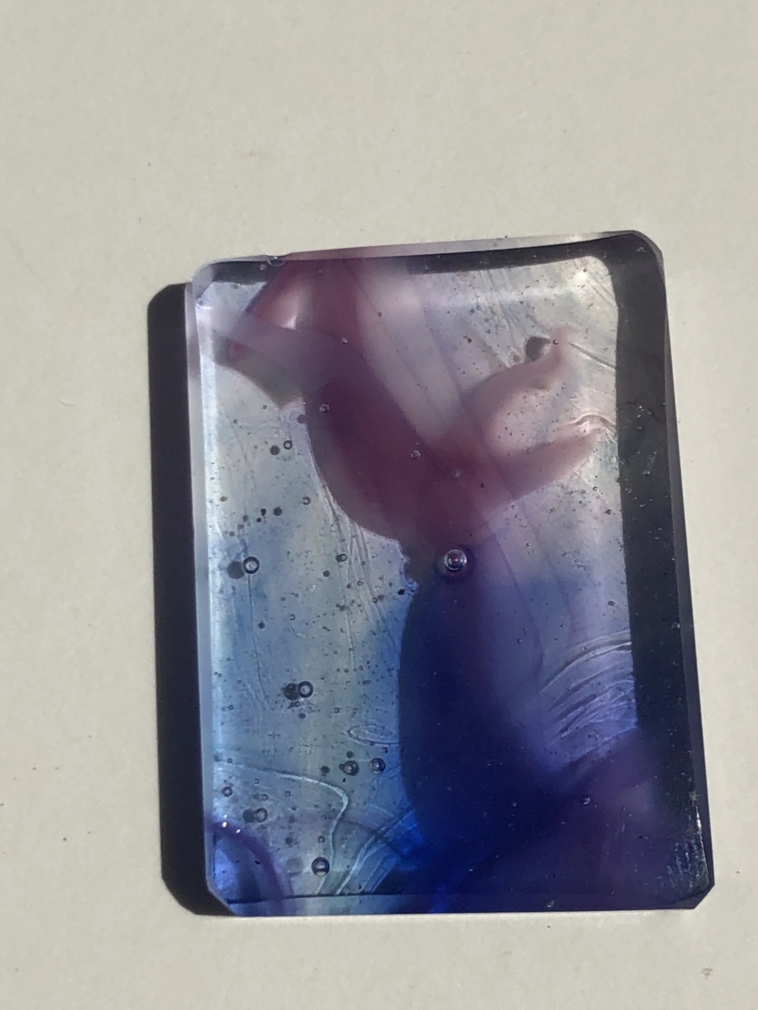 Rectangle, Blue, Clear, Pink Fused Glass for Box Pendant