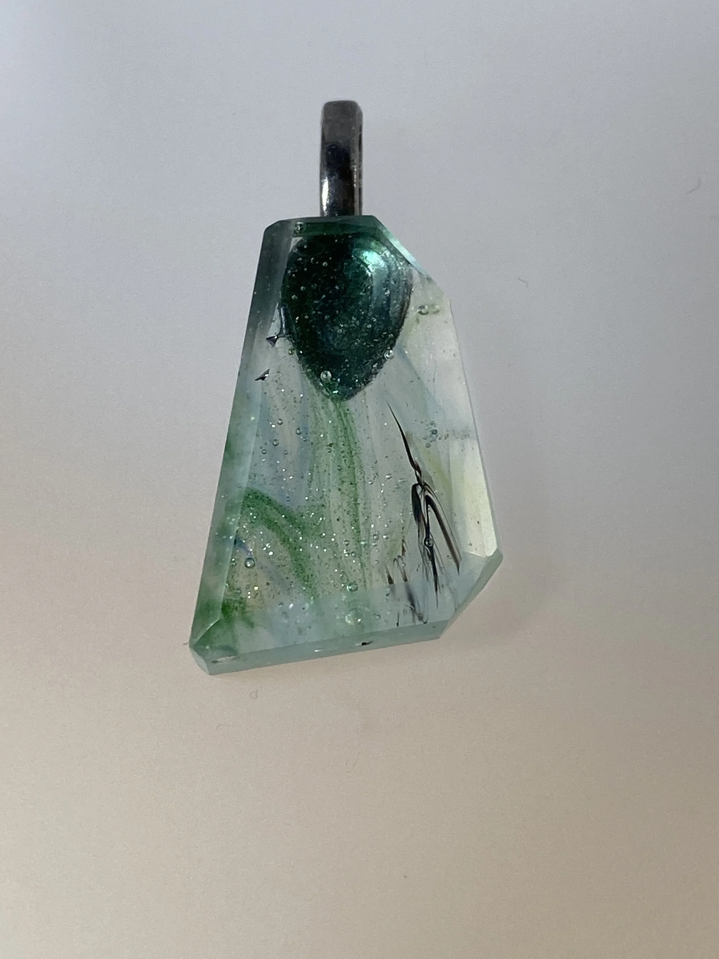 Aqua Fields - Dichroic Fused Glass Pendant