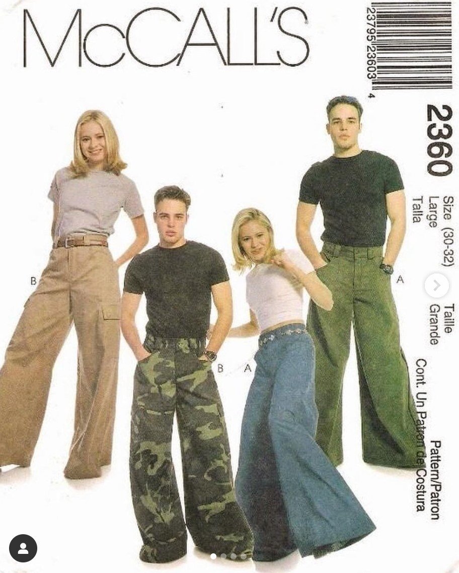 I just got a media alert email titled &quot;Trend Alert: Baggy Pants.&quot; They're baaaaaack, and you can always DIY😉⁠
⁠
Image via @90sanxiety