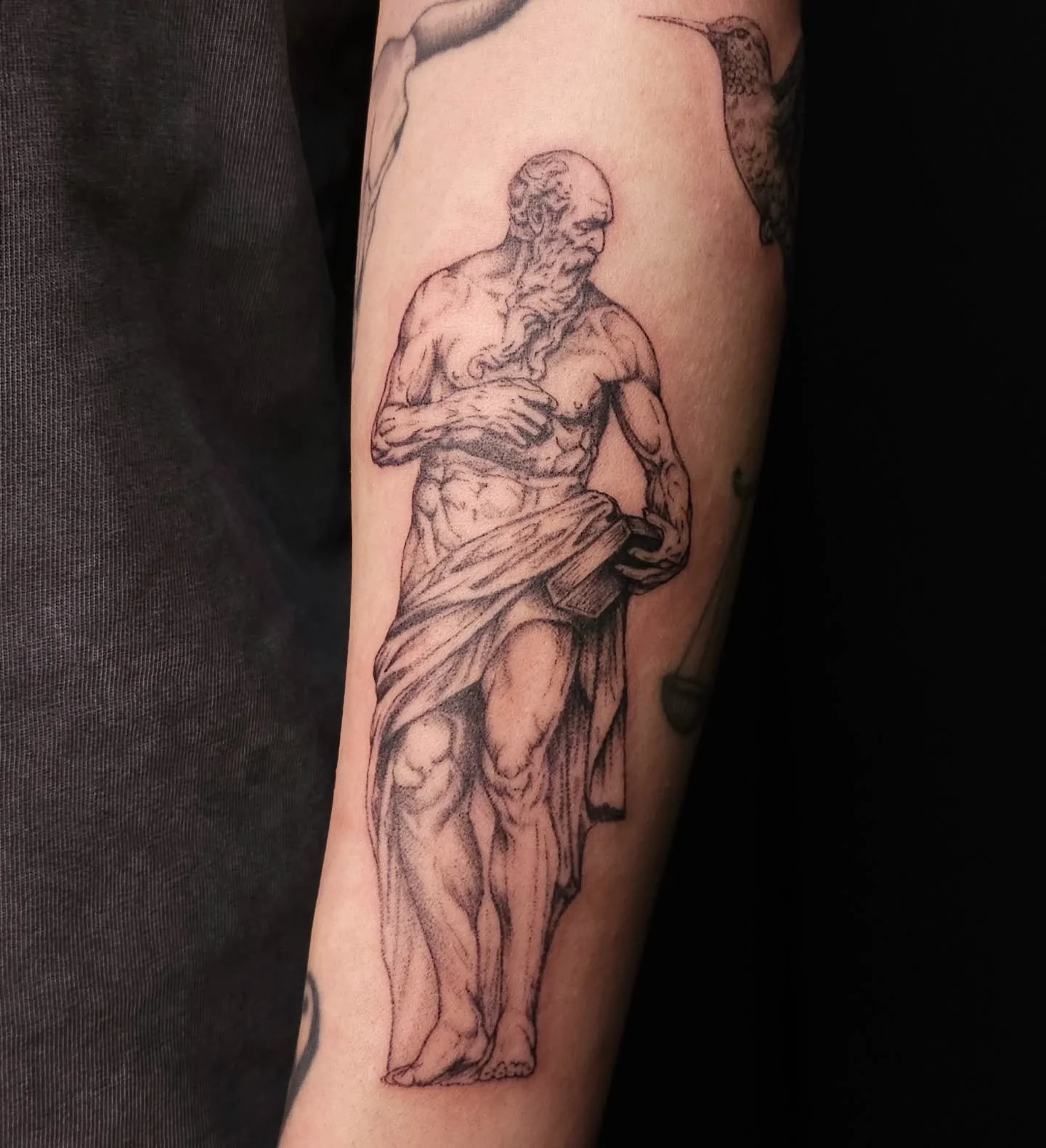 St. Jerome Tattoo forearm addition to his patch concept style lower arm sleeve. Can't wait to add more to this arm sleeve!

Fill out the Form in my bio to book!
Booking for: APRIL &amp; MAY
Don't forget to tag me in your pictures so that I can share!