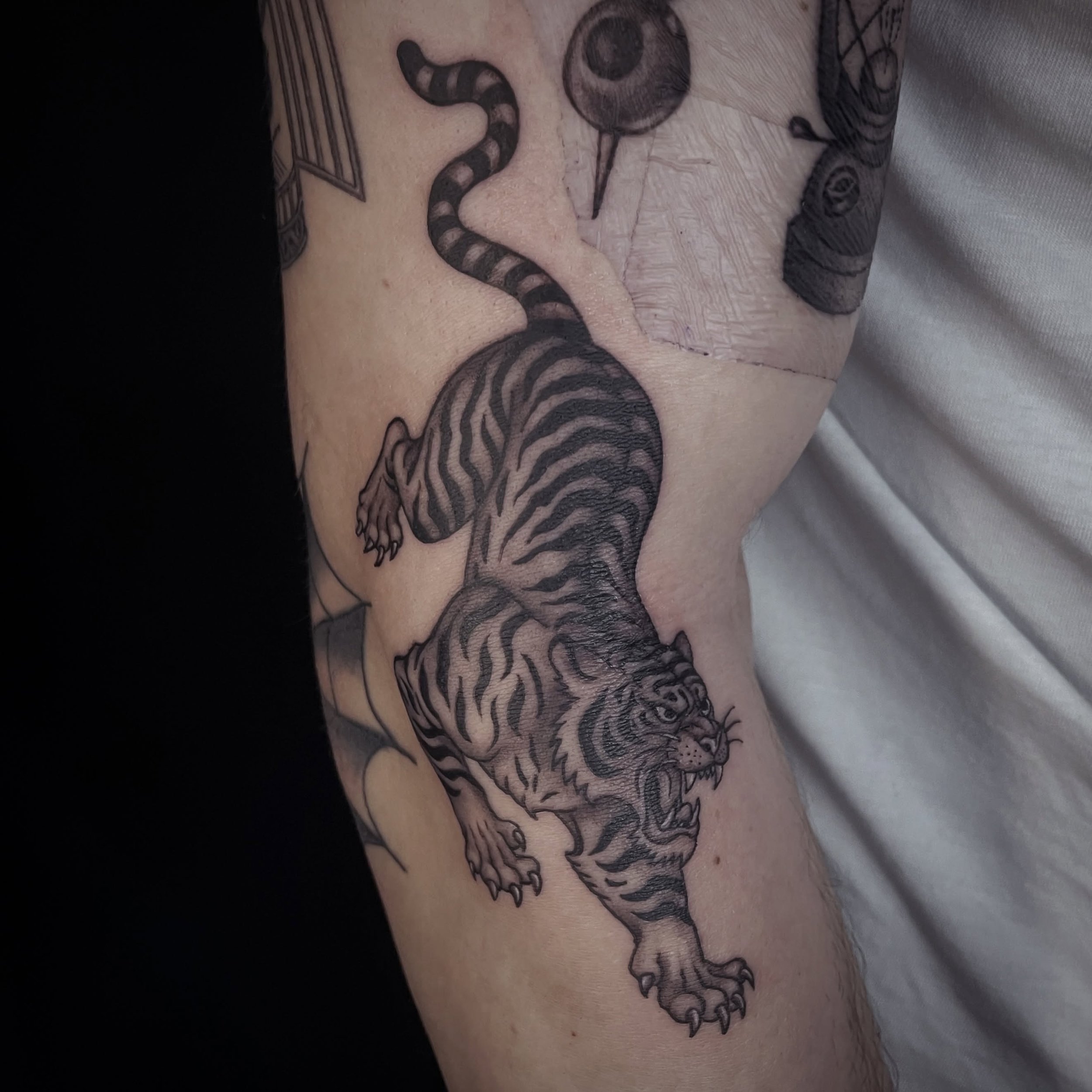 🐯
Tiger forearm piece
.
.
#tattoo #blackandgreytattoo #tiger #animals #tigertattoo