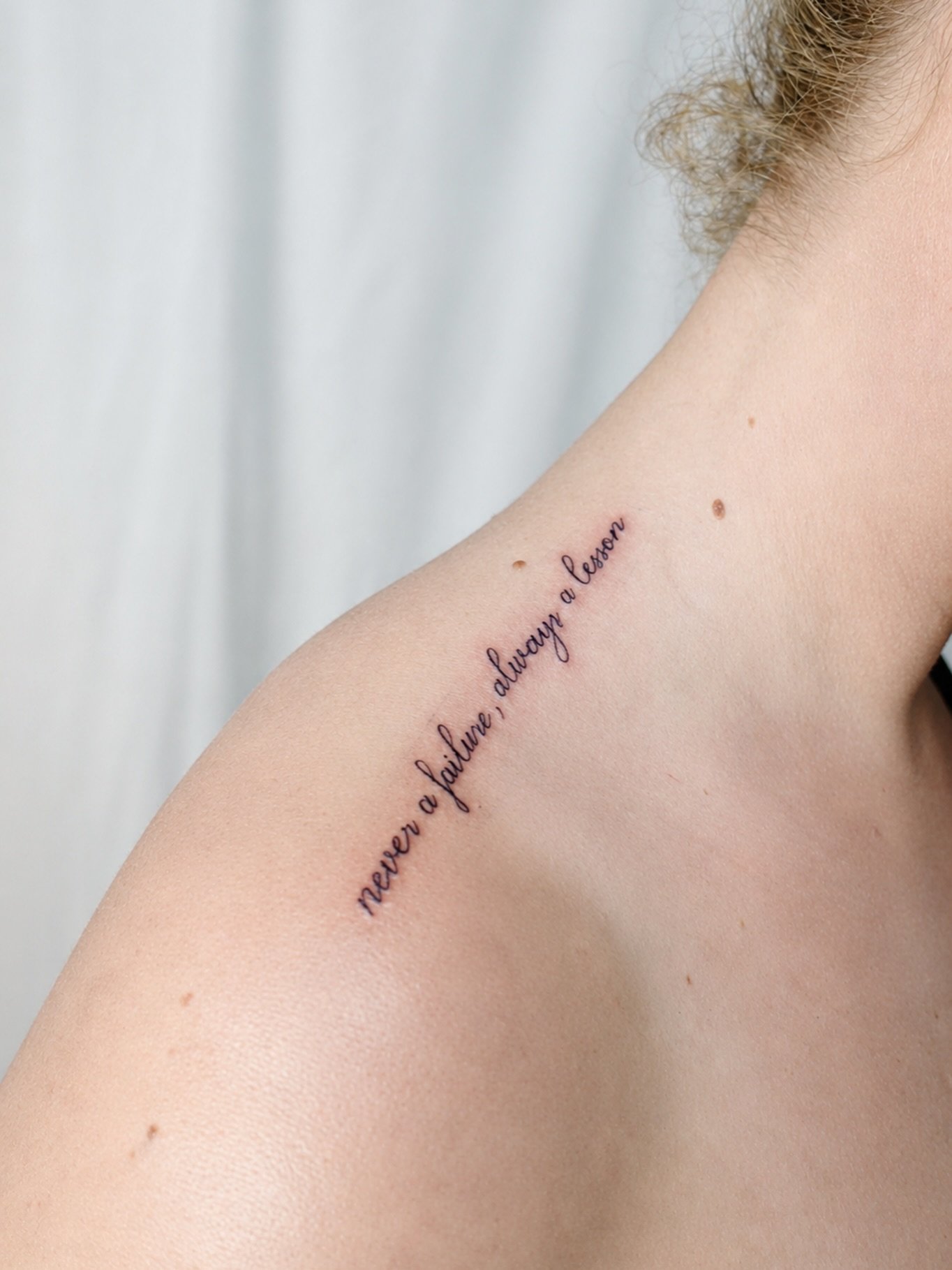 Fineline script on the shoulder for Kirsten.
.
Now booking for July-Aug. Fill out my form link in bio to book.
.
#FinelinetattooartistMississauga
#WatercolortattooToronto
#FemaletattooartistMississauga
#Blackandgreytattoo GTA
#FemininetattoosToronto