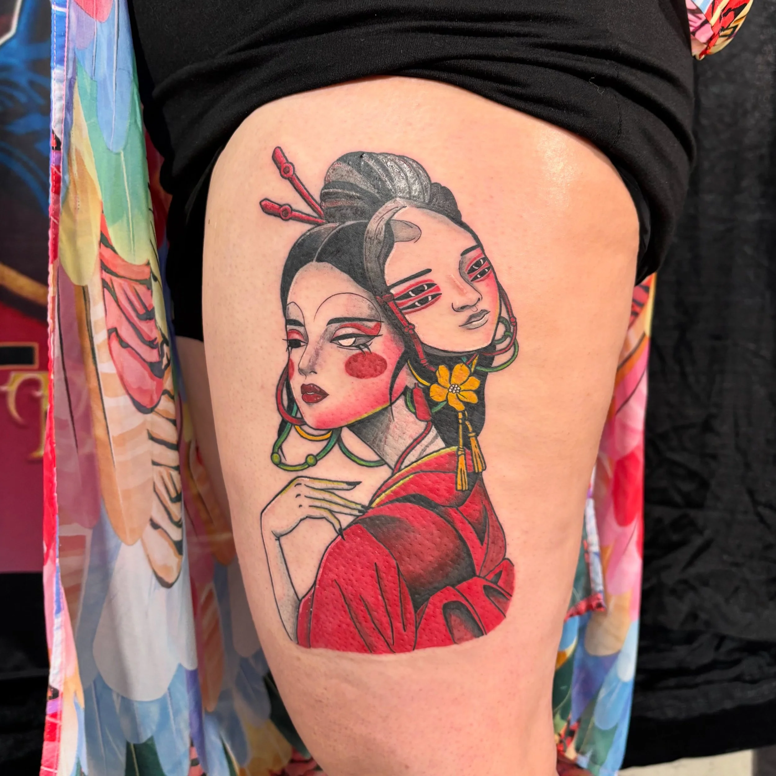 Geisha Goddess Portrait, 10&rdquo; in 8 hours. I&rsquo;ve never done such big and complex tattoo under such short amount of time. Thanks to Lea @luna_inked for always pushing, believing in me and Tami, my client for powering through this tough one!!!