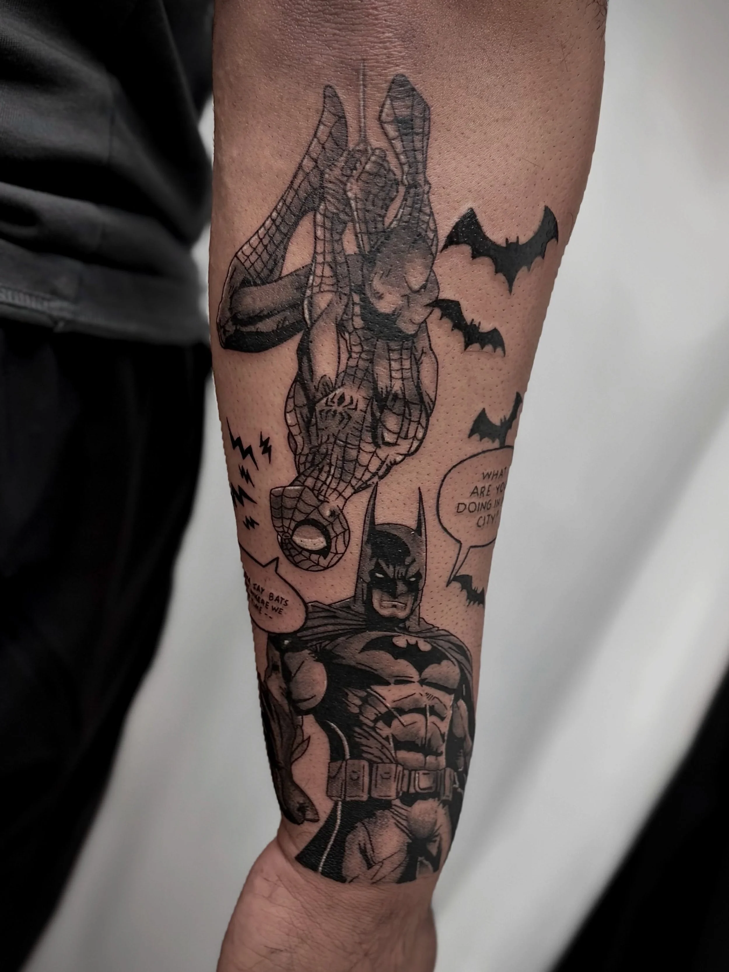 A cool Spider-Man and Batman half sleeve I did recently
-
#tattoo #tattooartist #spiderman #batman #explore