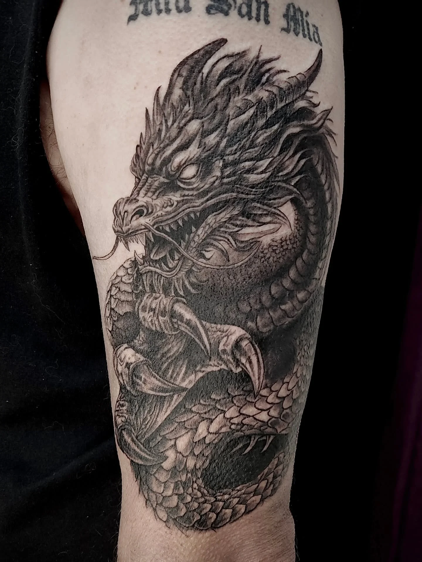 Dragon piece on the upper arm 🐉

#blackandgreytattoo #tattoo #mississaugatattoos #explore #dragontattoo