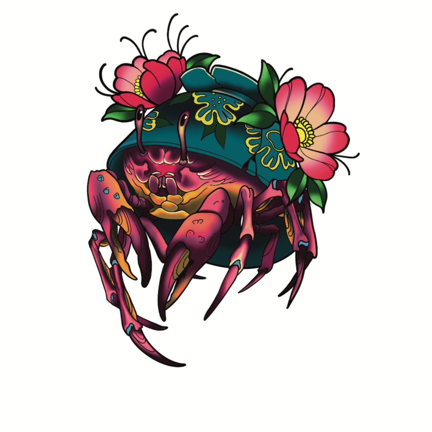 Crab flash 🦀 available let me know if you are interested all Flashes are priced for arms and legs only. Any change in placement will change the final total. 7 to 8 inches 300 to 350 plus tax.