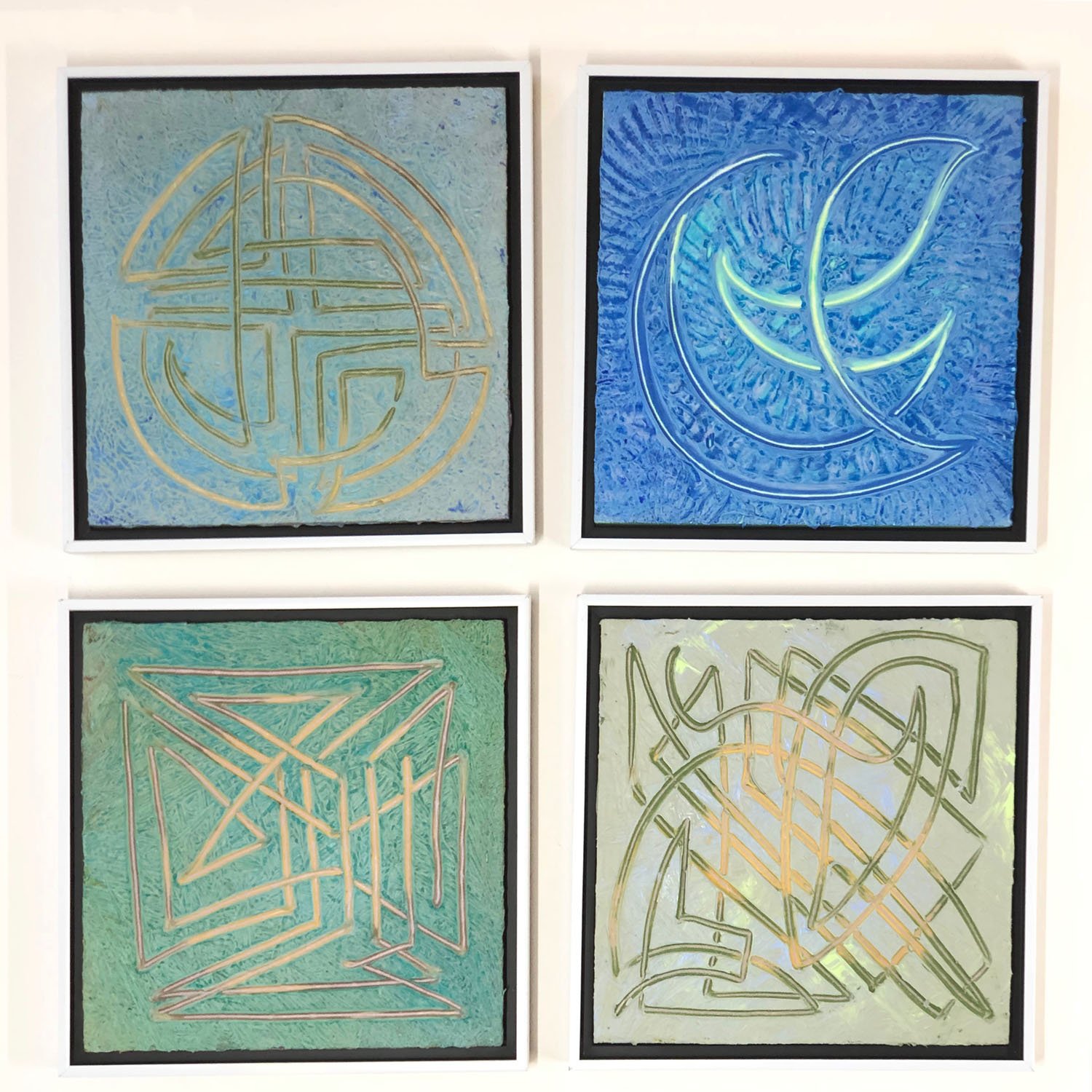   Blue Sage Quartet  acrylic on wood 4 paintings: 13” x 13” framed 