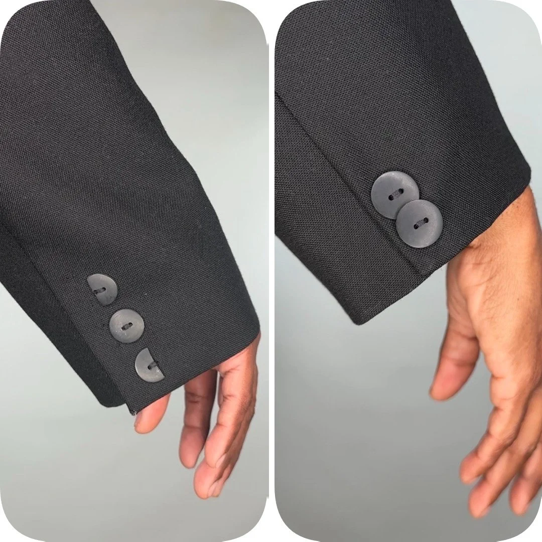 Suit Jacket Repair Broken Button Removed Cascading Buttons Installed