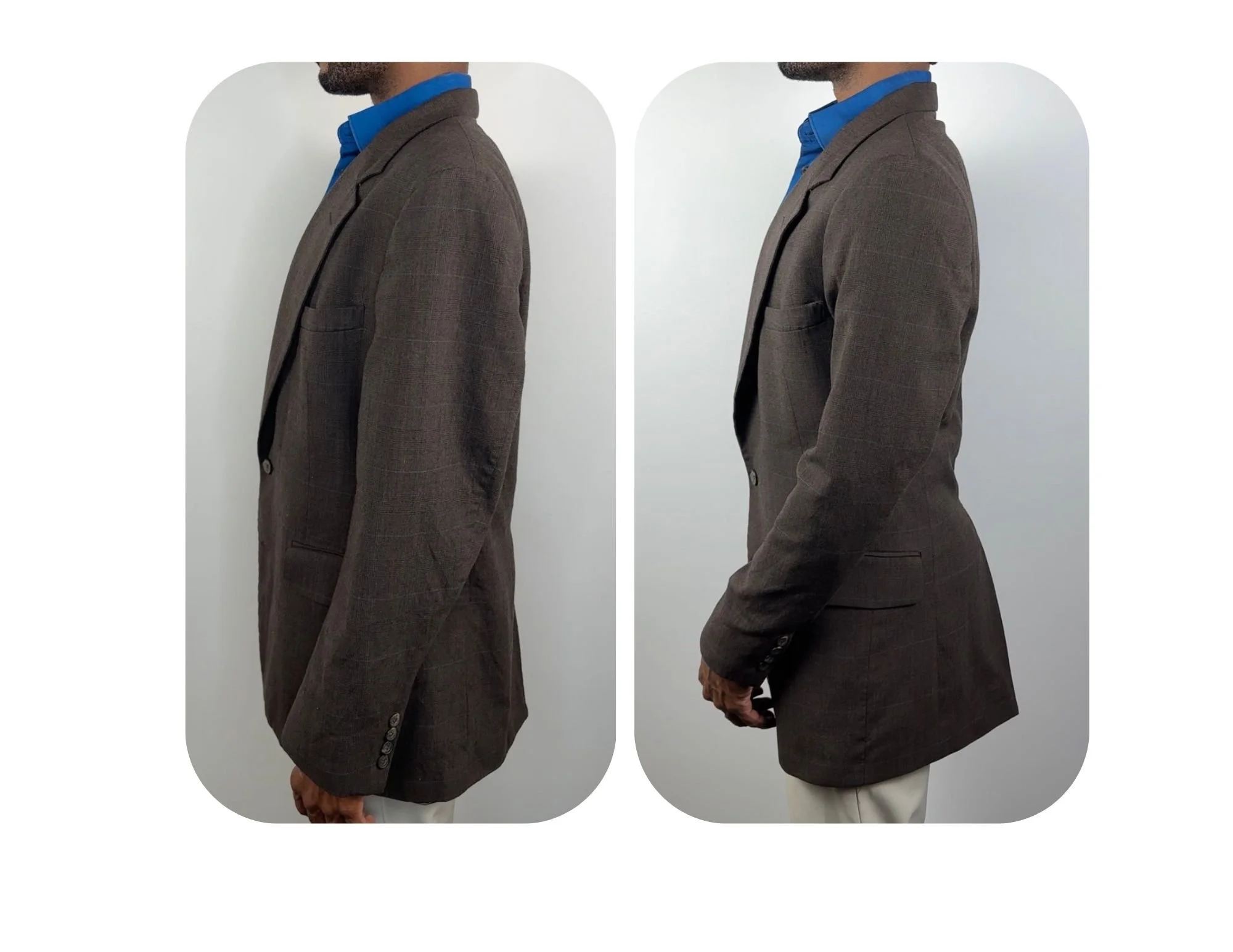 Wool Blend Sports Coat Jacket Waist Sleeve Circumference Take In Set Back Shoulder