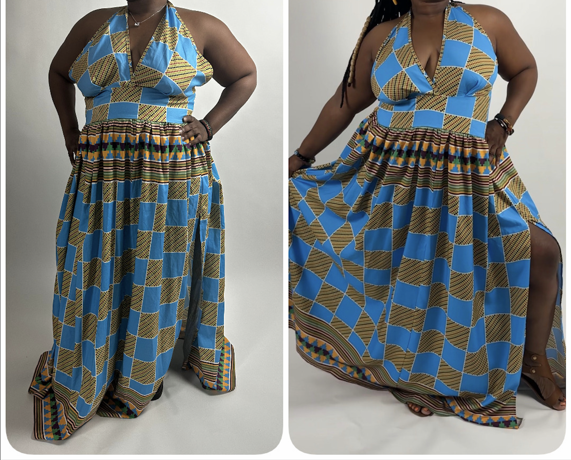 Halter Neck Backless Maxi Dress Bust Darts Installed Invisible Zipper Take In