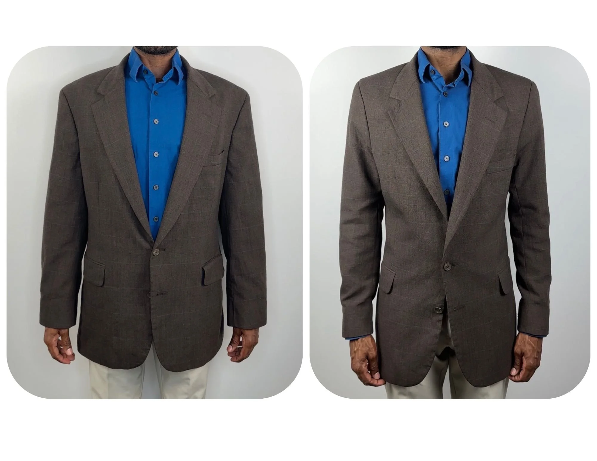 Wool Blend Sports Coat Jacket Waist Sleeve Circumference Take In Set Back Shoulder