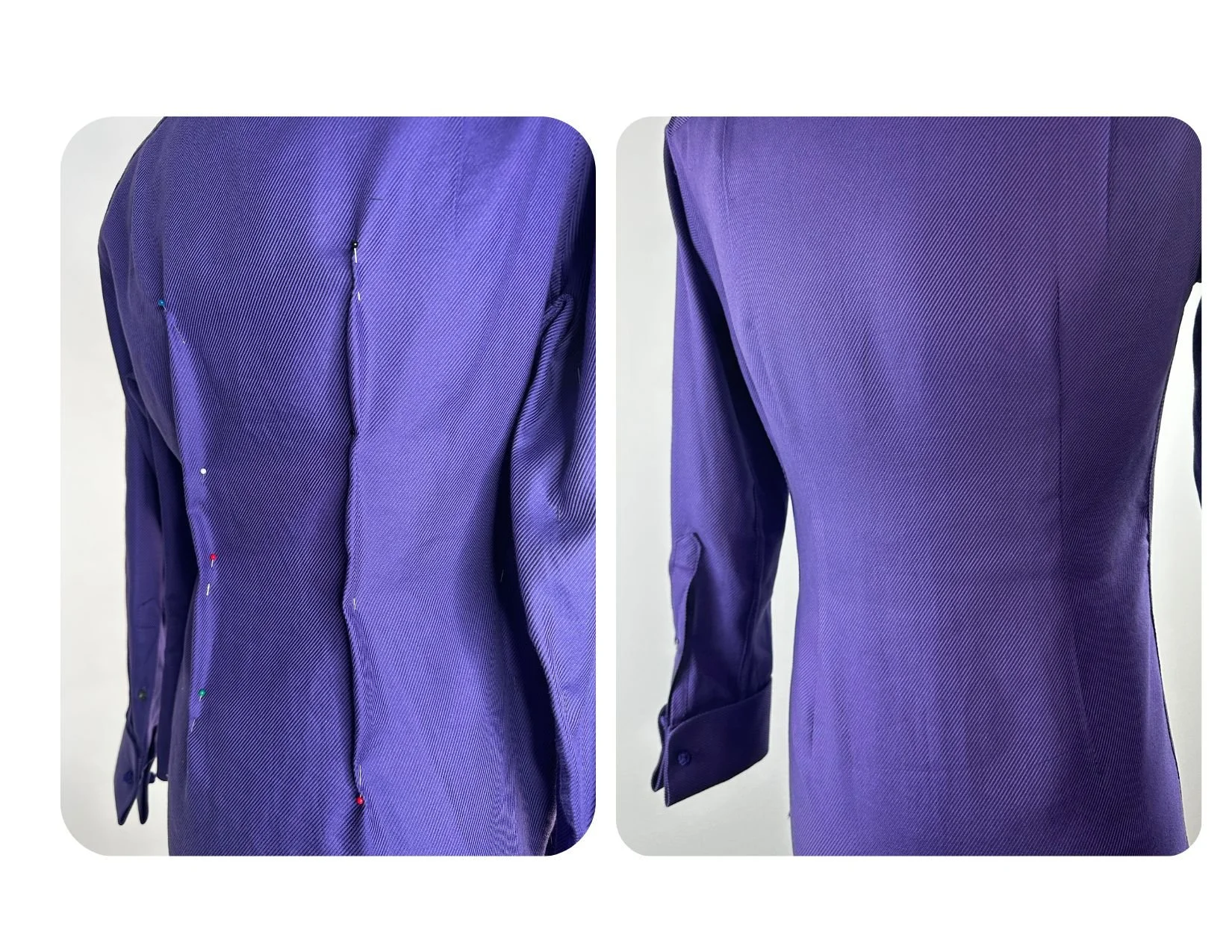 Cotton Formal Dress Shirt French Cuffs Waist Sleeve Circumference Length Take In Original Cuff Placket Back Darts Installed Flat Feld Seams