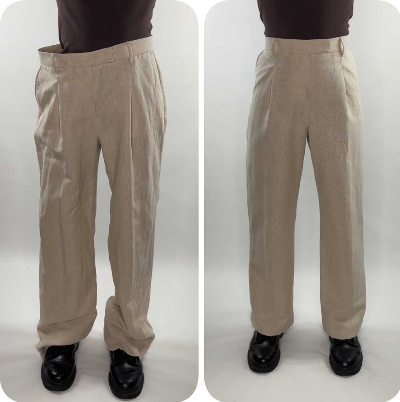 Cotton Linen Straight Leg Pant Trousers Alterations Waistband Leg Circumference Take In Maintain Original Pleats Pockets Bottom Blind Hem