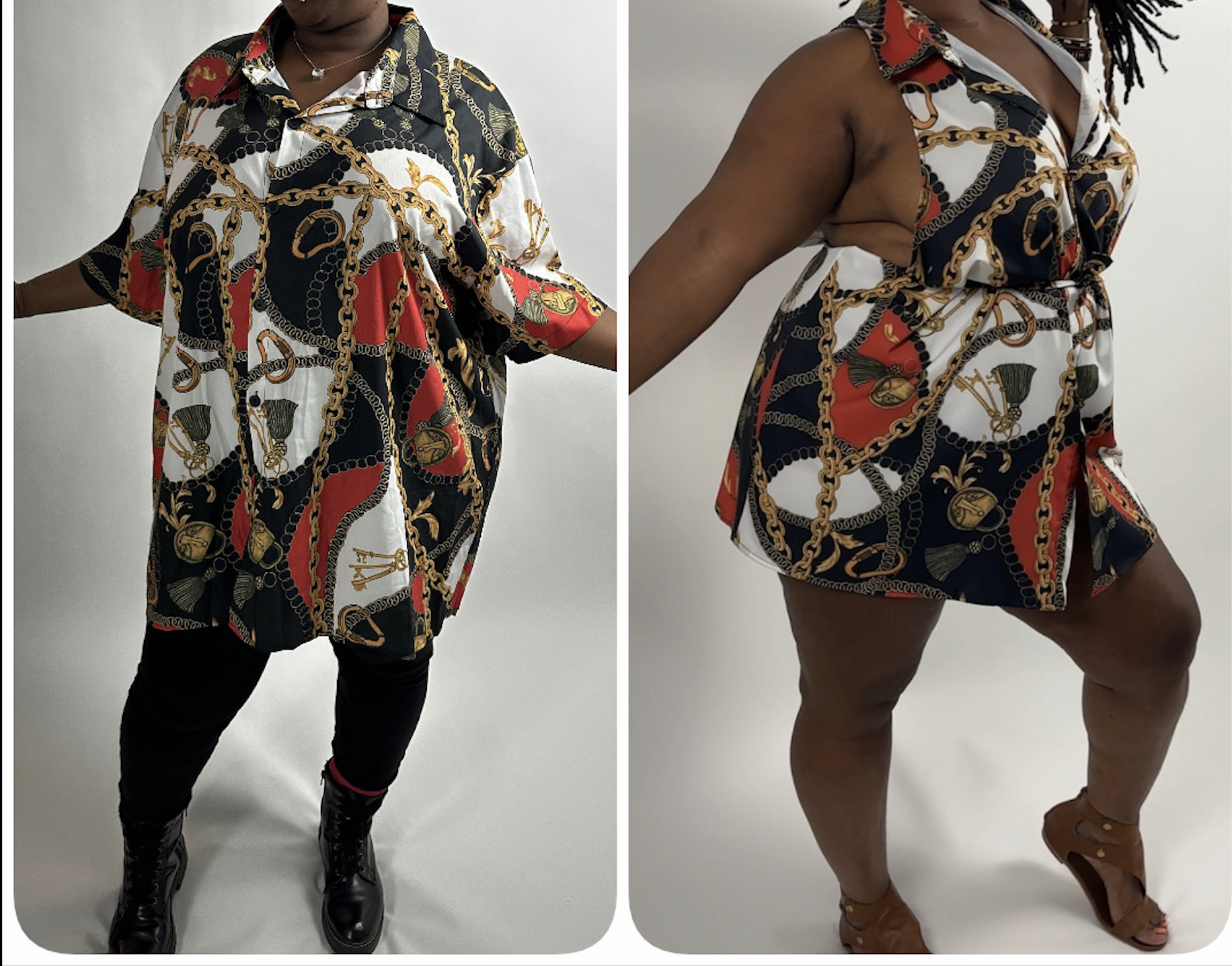 Oversized Shirt Thrift Flip Dress Sleeveless Redesign Cinched Ruching Back