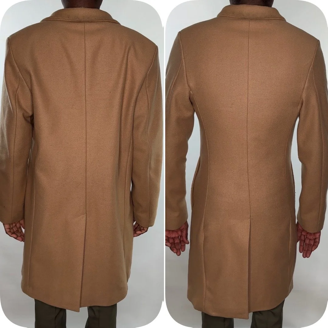Wool Blend Peacoat Jacket Set Back Shoulder Waist Take In Reshape Remove Bagginess 