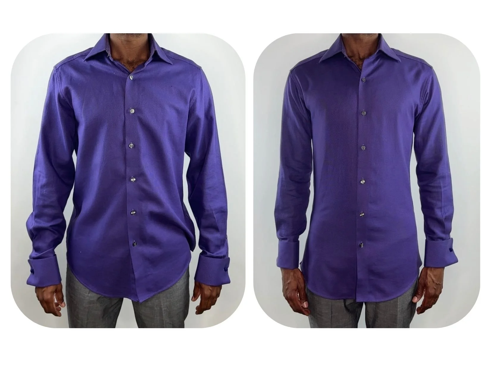 Cotton Formal Dress Shirt French Cuffs Waist Sleeve Circumference Length Take In Original Cuff Placket Back Darts Installed Flat Feld Seams