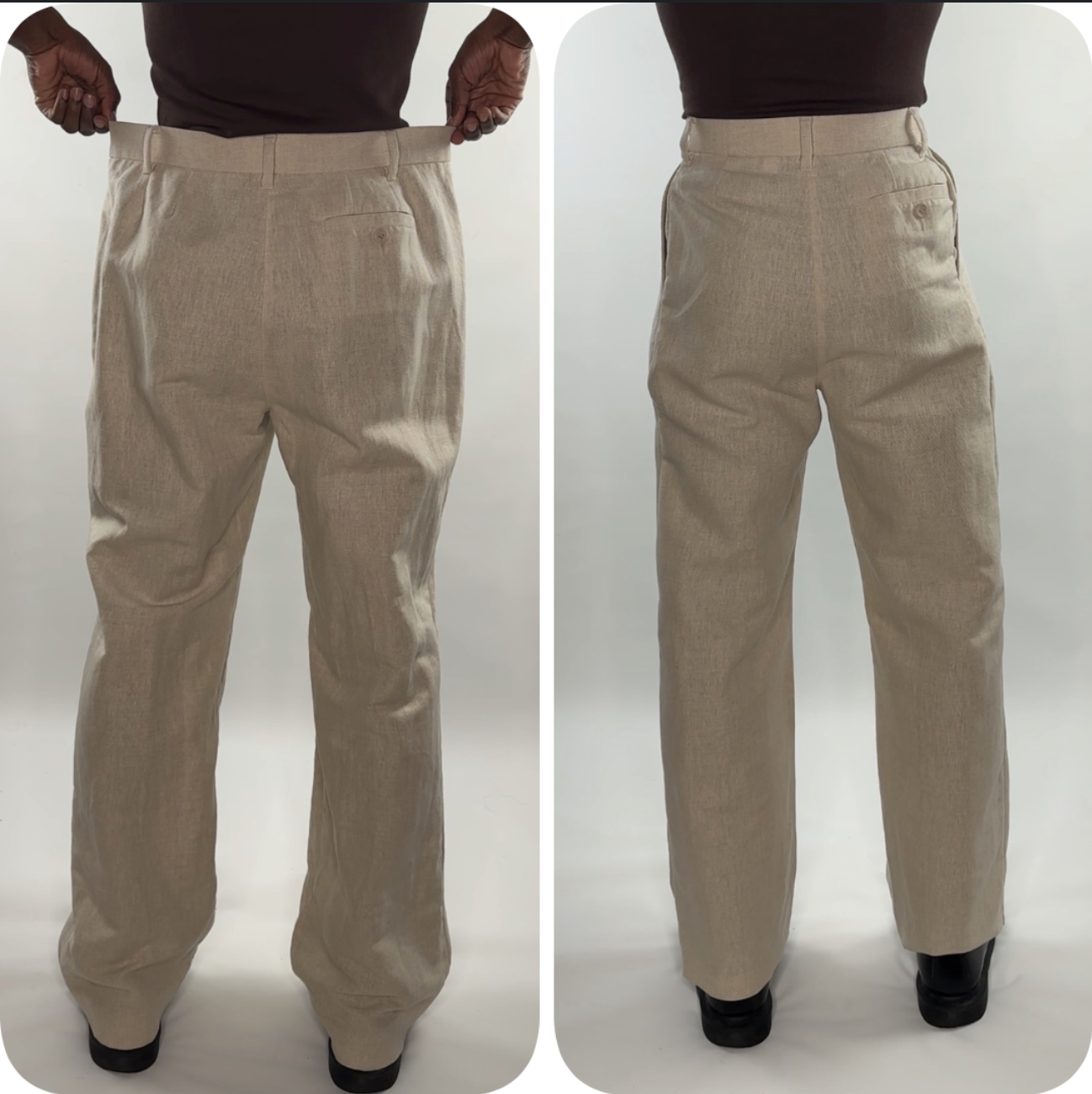 Cotton Linen Straight Leg Pant Trousers Alterations Waistband Leg Circumference Take In Maintain Original Pleats Pockets Bottom Blind Hem